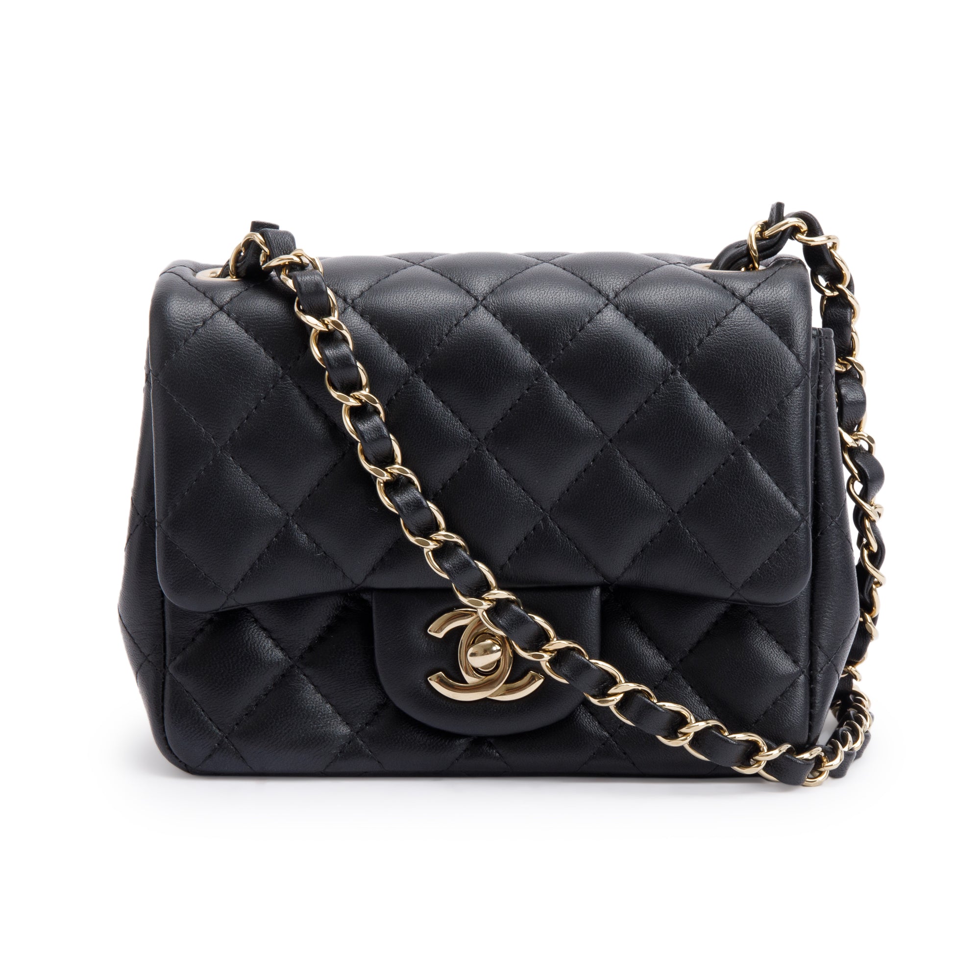 Chanel 2022 Black Quilted Calfskin Leather Classic Square Mini Flap Bag w/ Box & Receipt