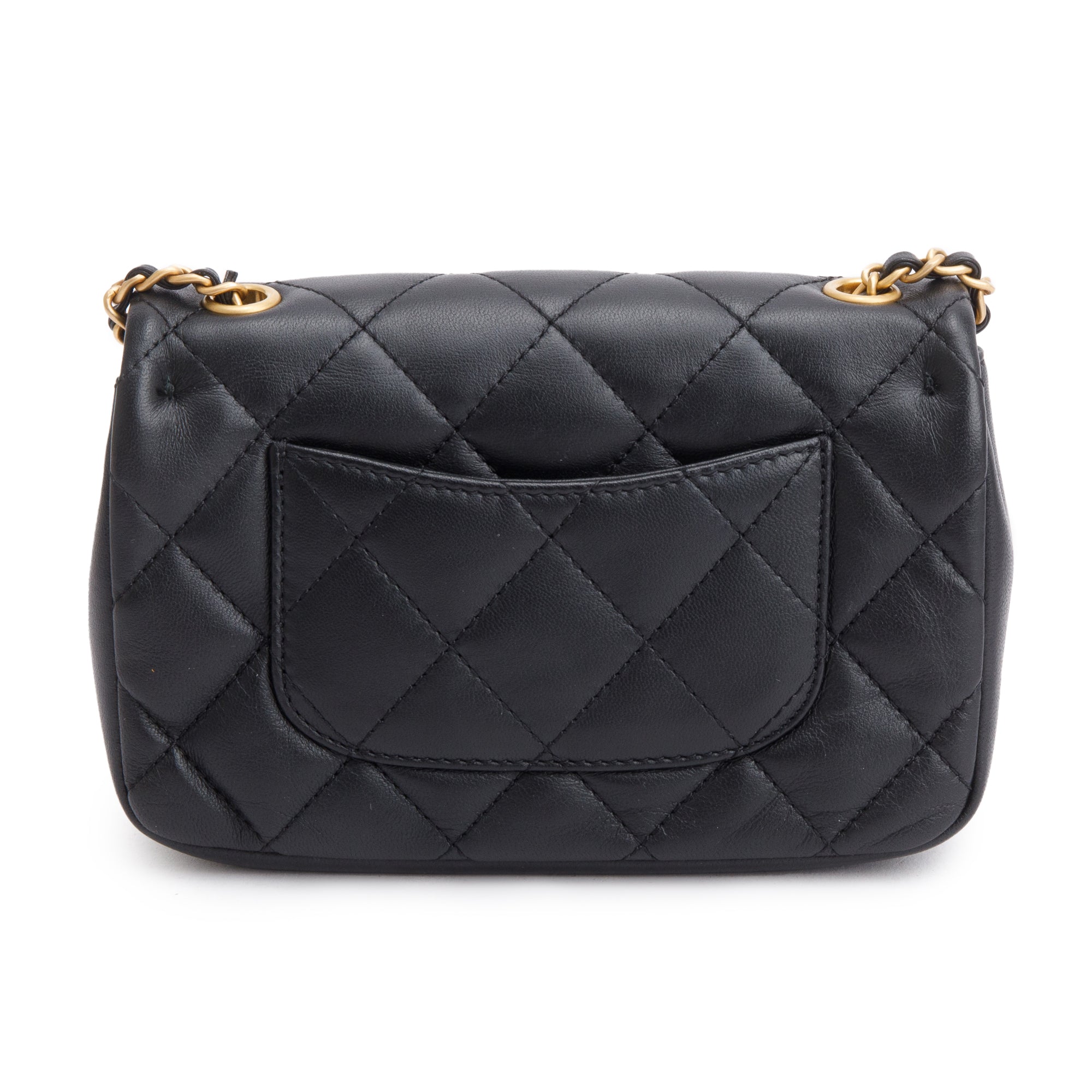 Chanel 2022 Black Quilted Lambskin Heart Charms Mini Flap Bag