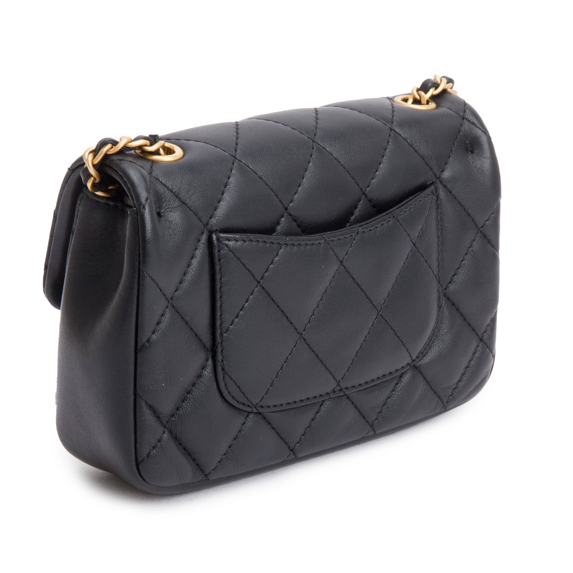 Chanel 2022 Black Quilted Lambskin Heart Charms Mini Flap Bag