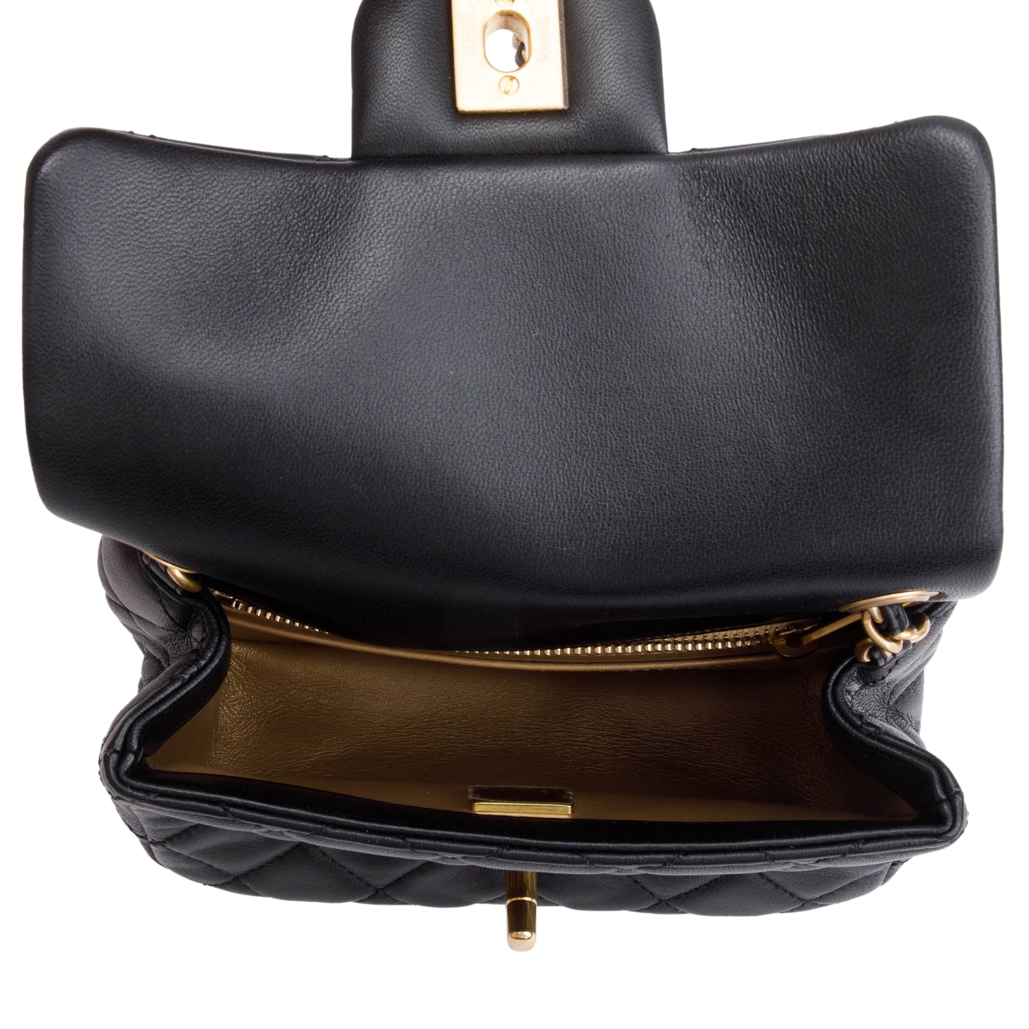 Chanel 2022 Black Quilted Lambskin Pearl Crush Square Mini Flap Bag