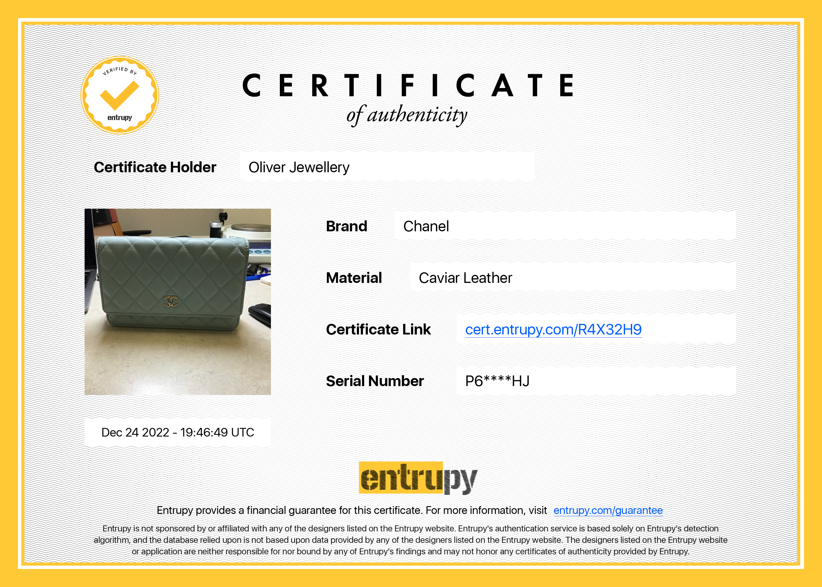 Chanel 2022 Blue Caviar Tiny CC Wallet on Chain w/ Box