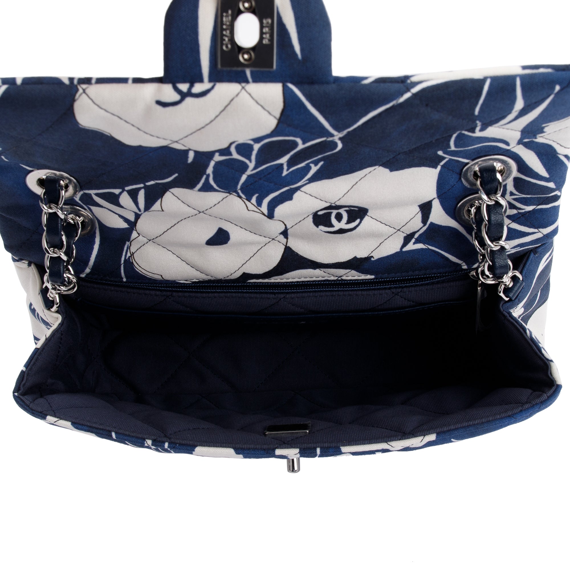 Chanel 2022 Floral Printed Silk CC Medium Single Flap Bag w/ Box