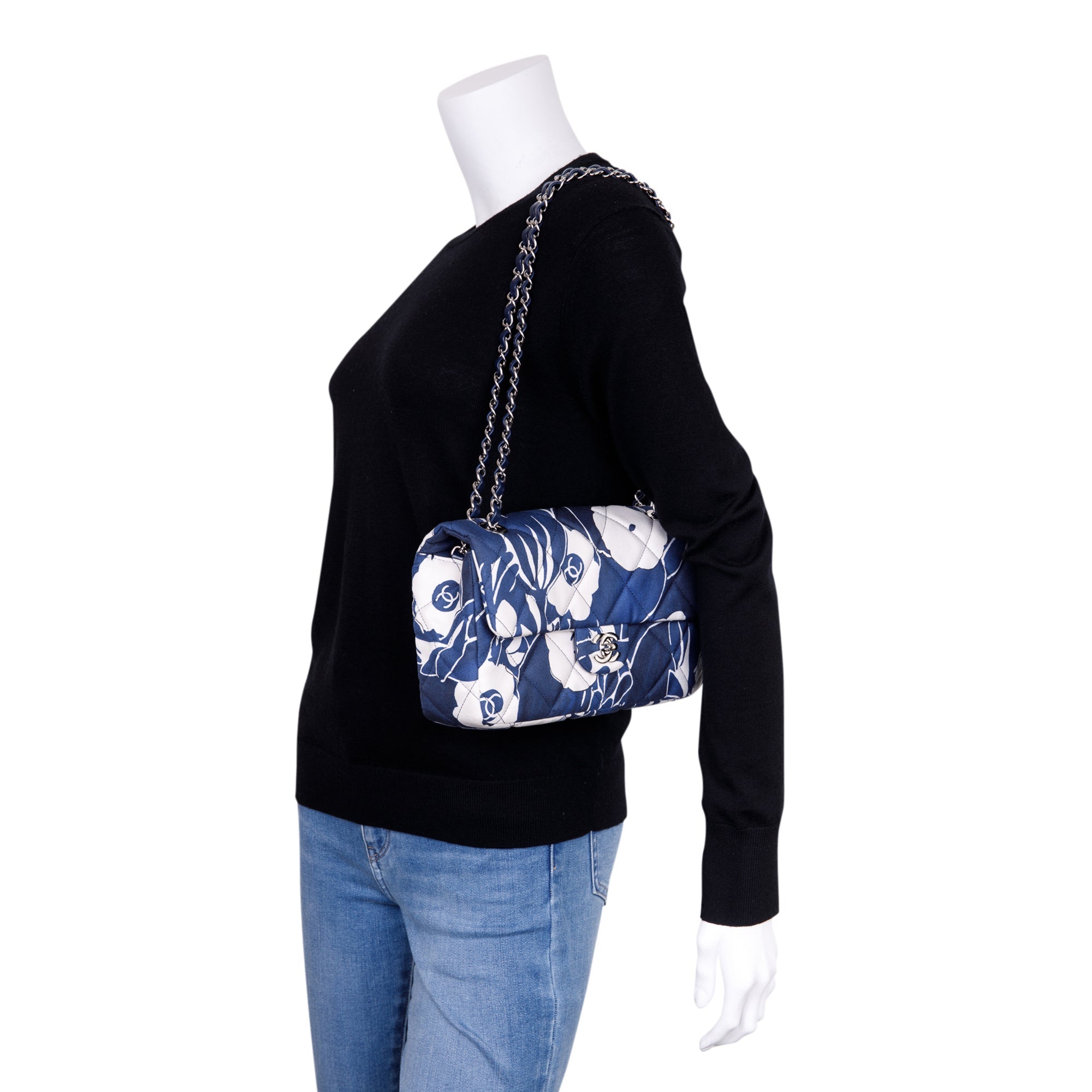 Chanel 2022 Floral Printed Silk CC Medium Single Flap Bag w/ Box