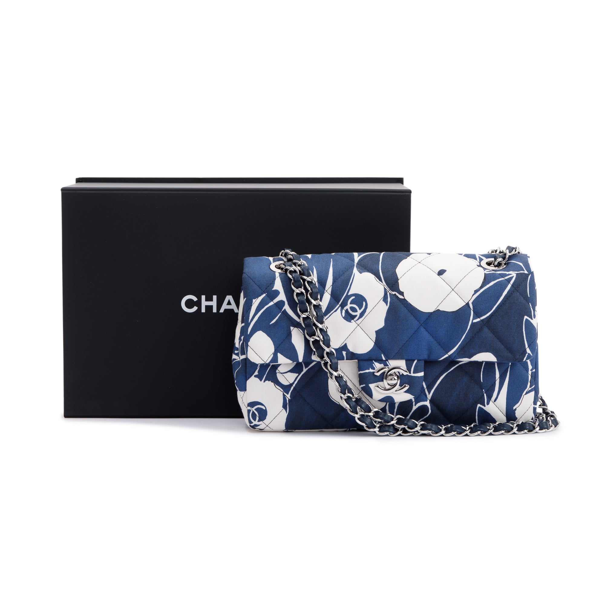 Chanel 2022 Floral Printed Silk CC Medium Single Flap Bag w/ Box