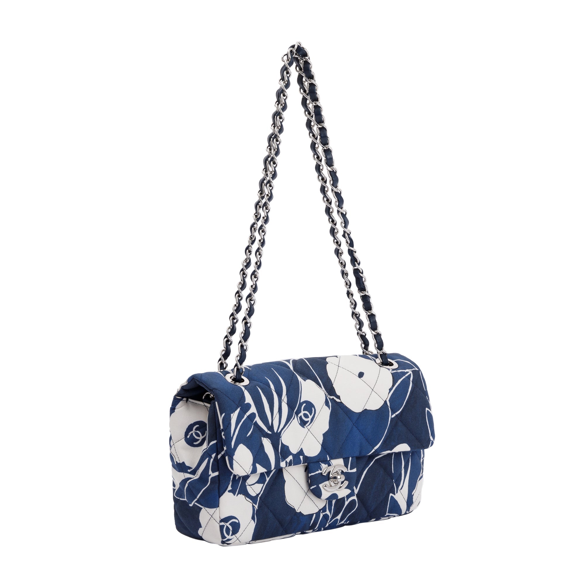 Chanel 2022 Floral Printed Silk CC Medium Single Flap Bag w/ Box