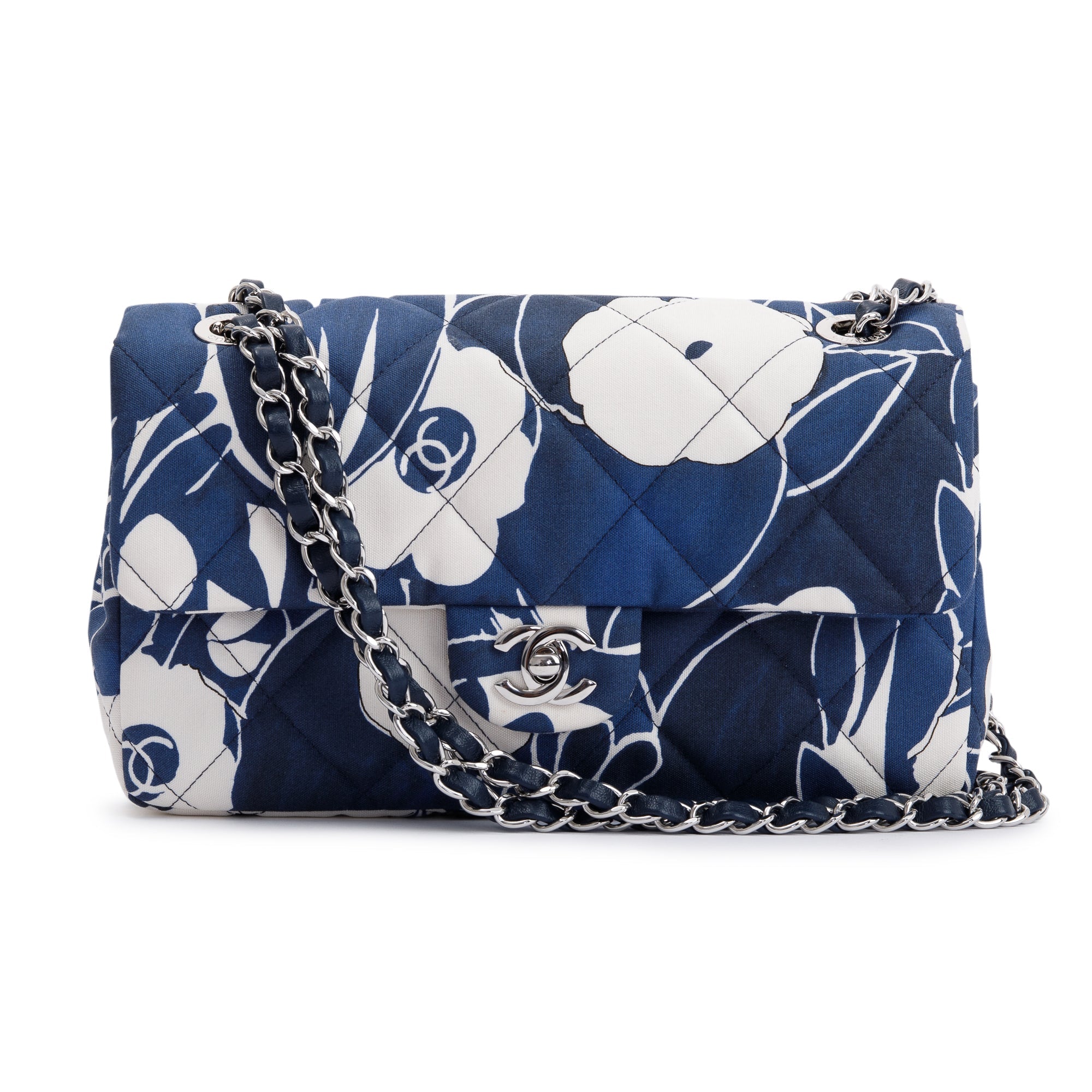 Chanel 2022 Floral Printed Silk CC Medium Single Flap Bag w/ Box