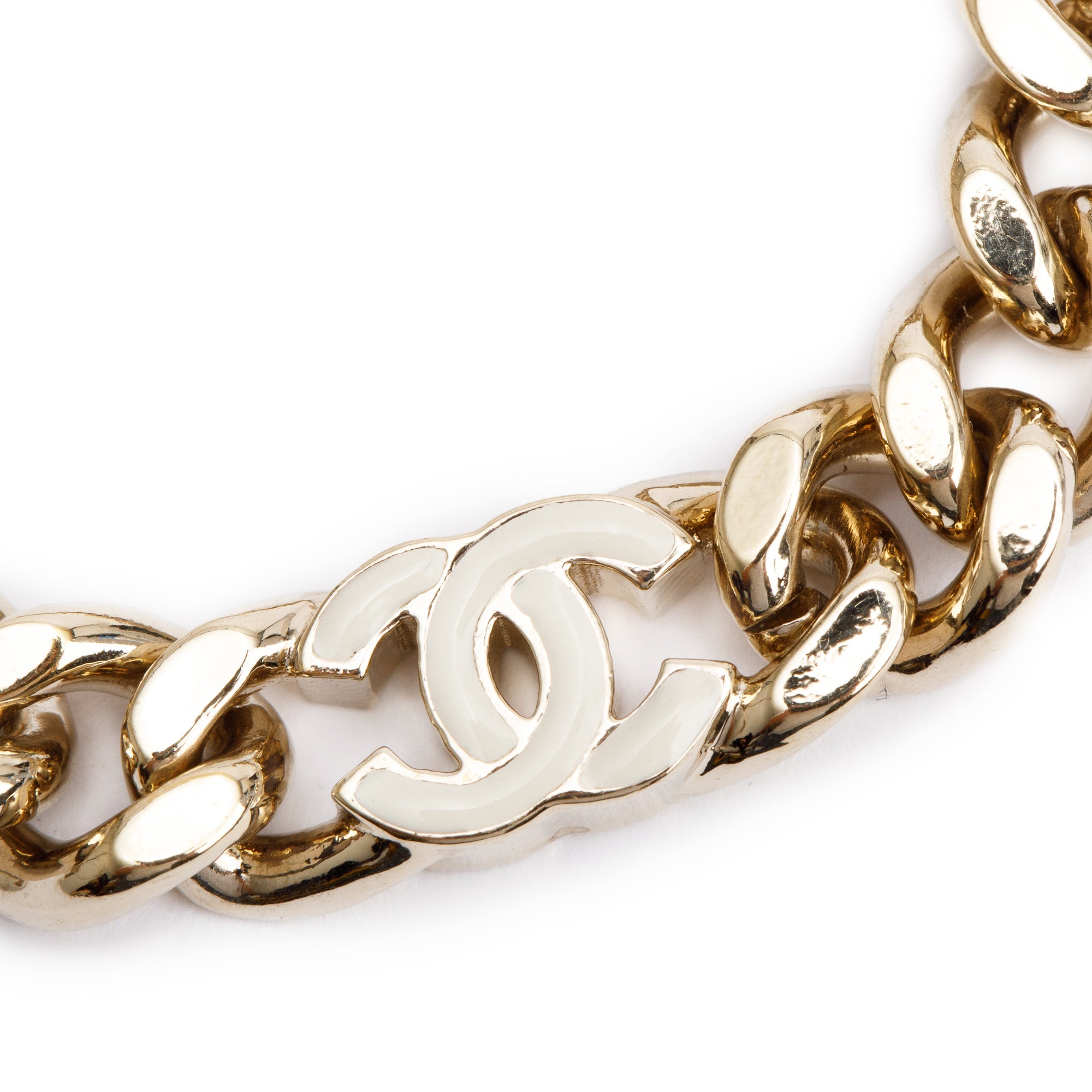 Chanel 2022 Gold Plated Enamel CC Chain Link Bracelet