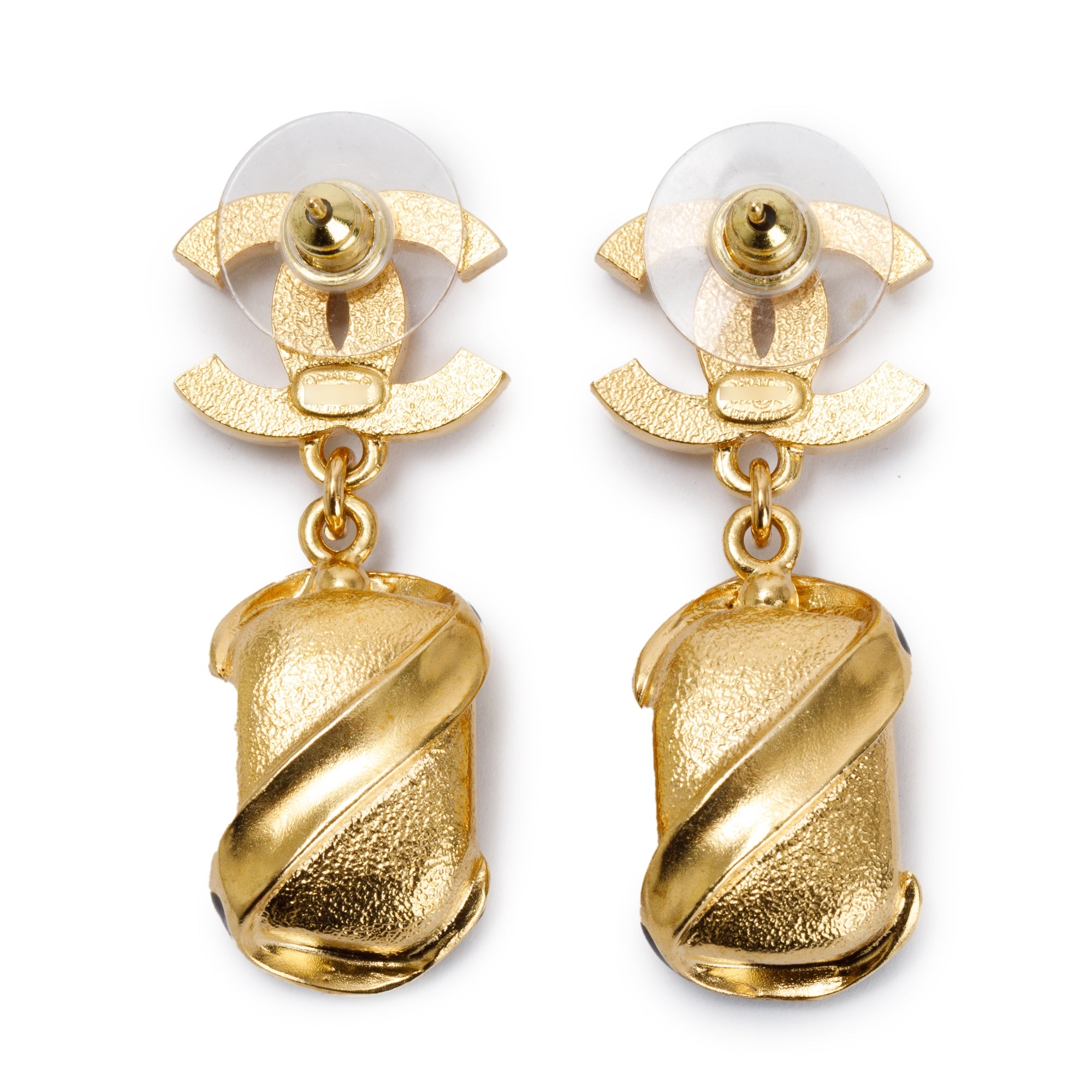 Chanel 2022 Gold Plated Faux Pearl & Strass CC Drop Earrings w/ Box
