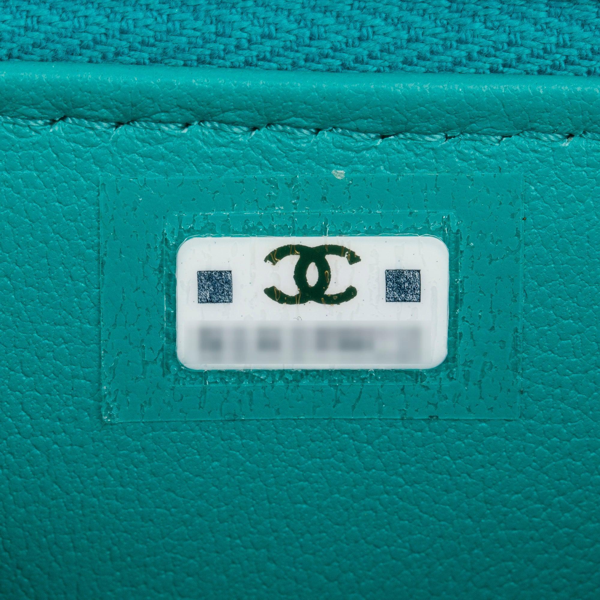 Chanel 2022 Green Caviar Leather Mini Heart Crush Vanity Case w