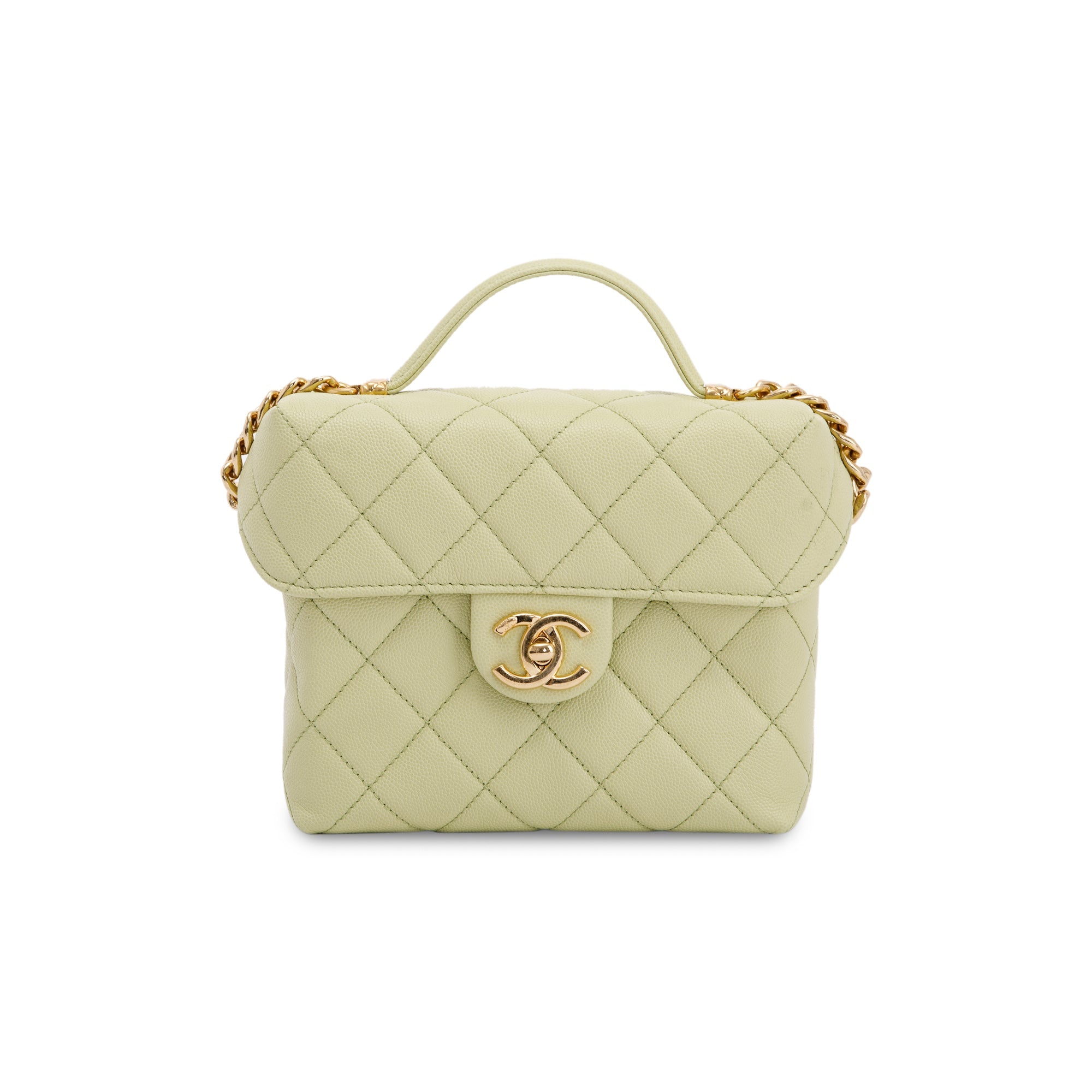 Chanel 2022 Green Caviar Leather Small Vanity Case w/ Box