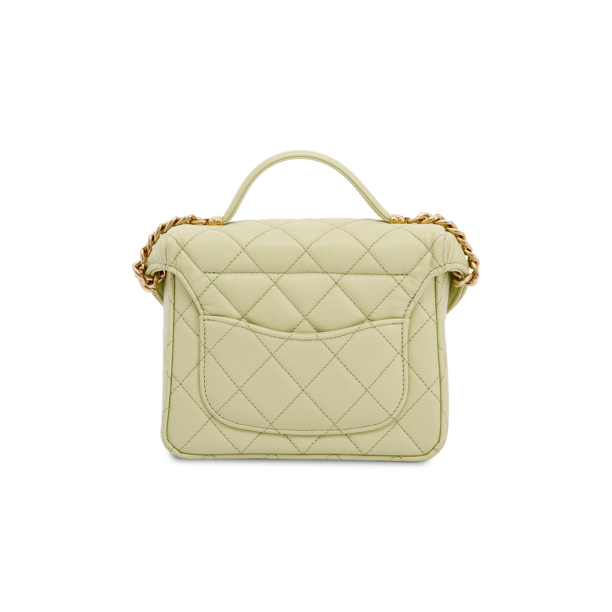 Chanel 2022 Green Caviar Leather Small Vanity Case w/ Box