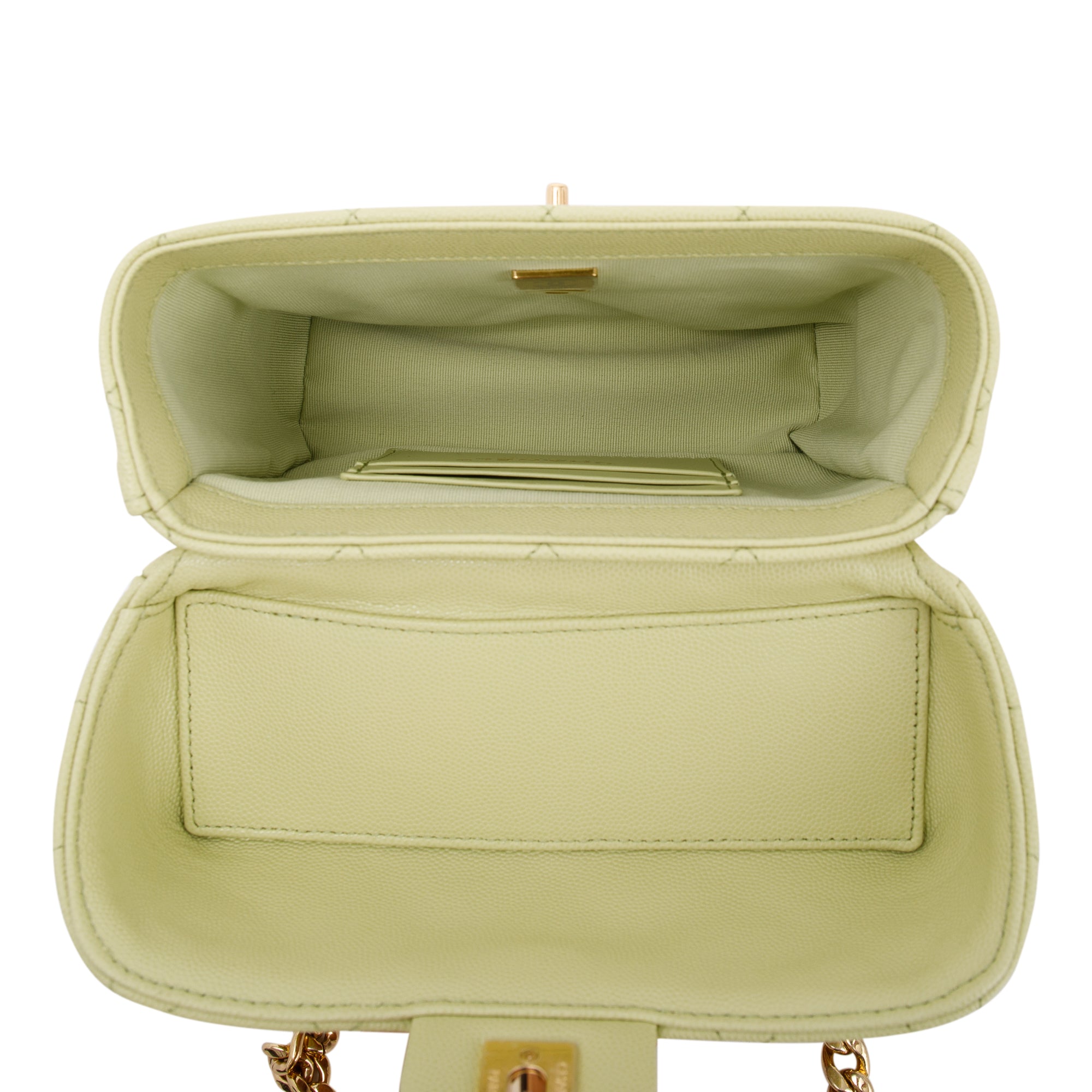 Chanel 2022 Green Caviar Leather Small Vanity Case w/ Box