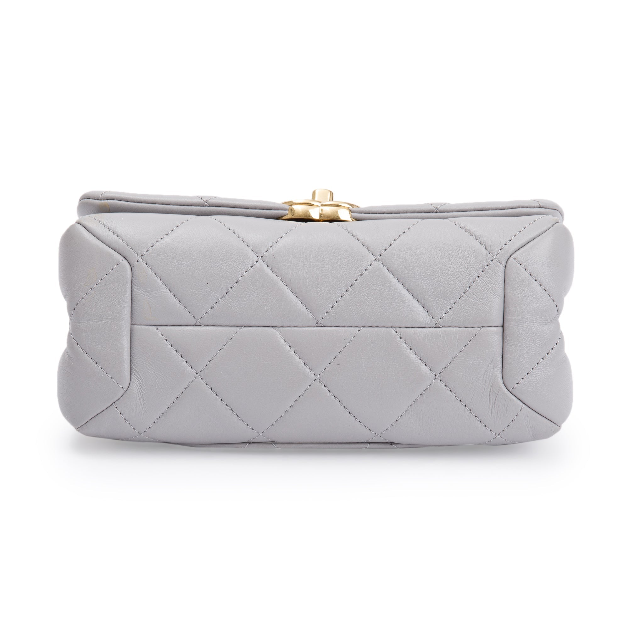 Chanel 2022 Grey Quilted Lambskin Leather Small Color Match Flap Bag W/ Receipt