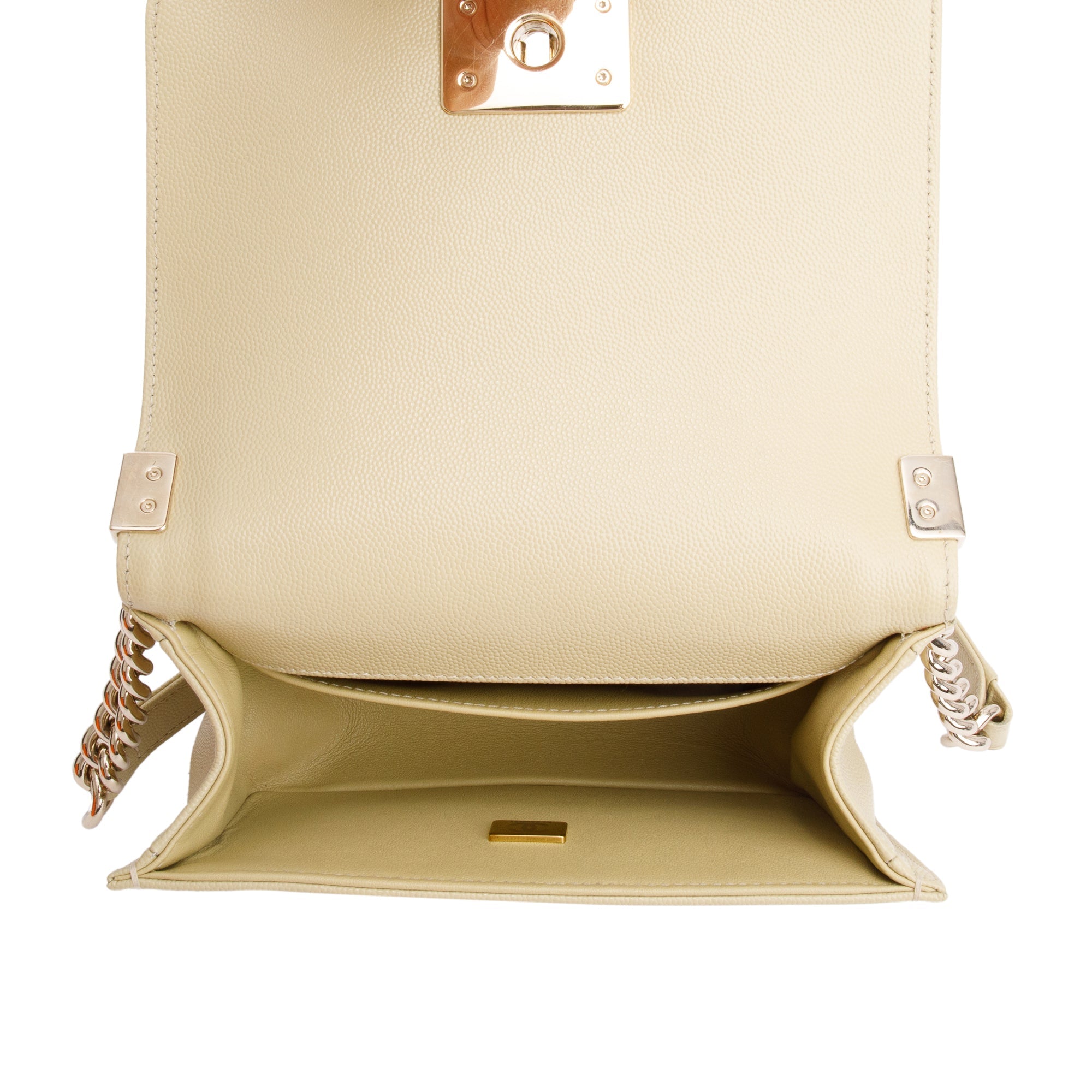 Chanel 2022 Neutral Caviar Leather Small Boy Bag w/ Box