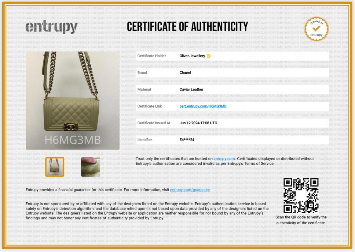 Chanel 2022 Neutral Caviar Leather Small Boy Bag w/ Box