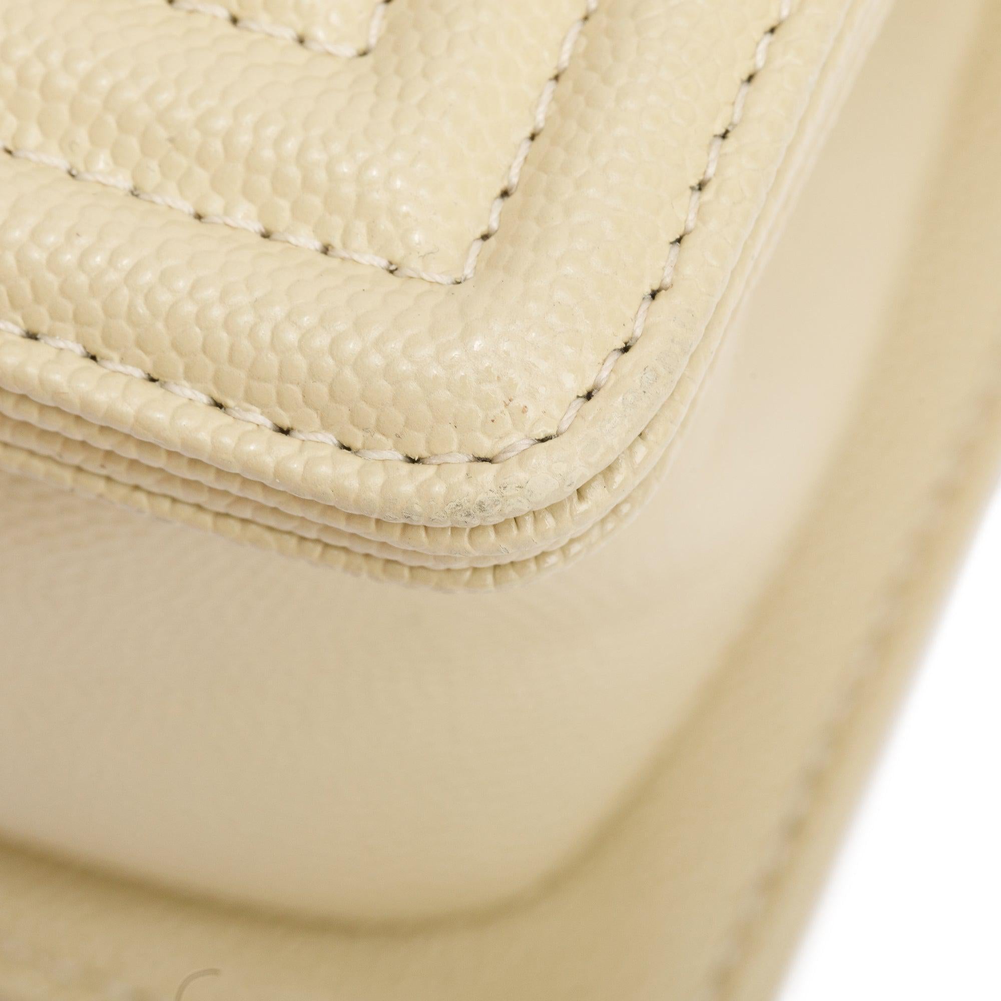 Chanel 2022 Neutral Caviar Leather Small Boy Bag w/ Box