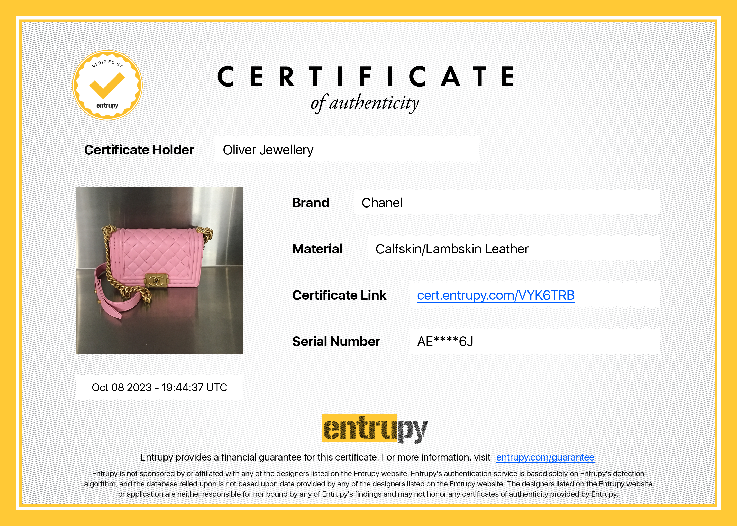 Chanel 2022 Pink Calfskin Leather Small Boy Bag w/ Box