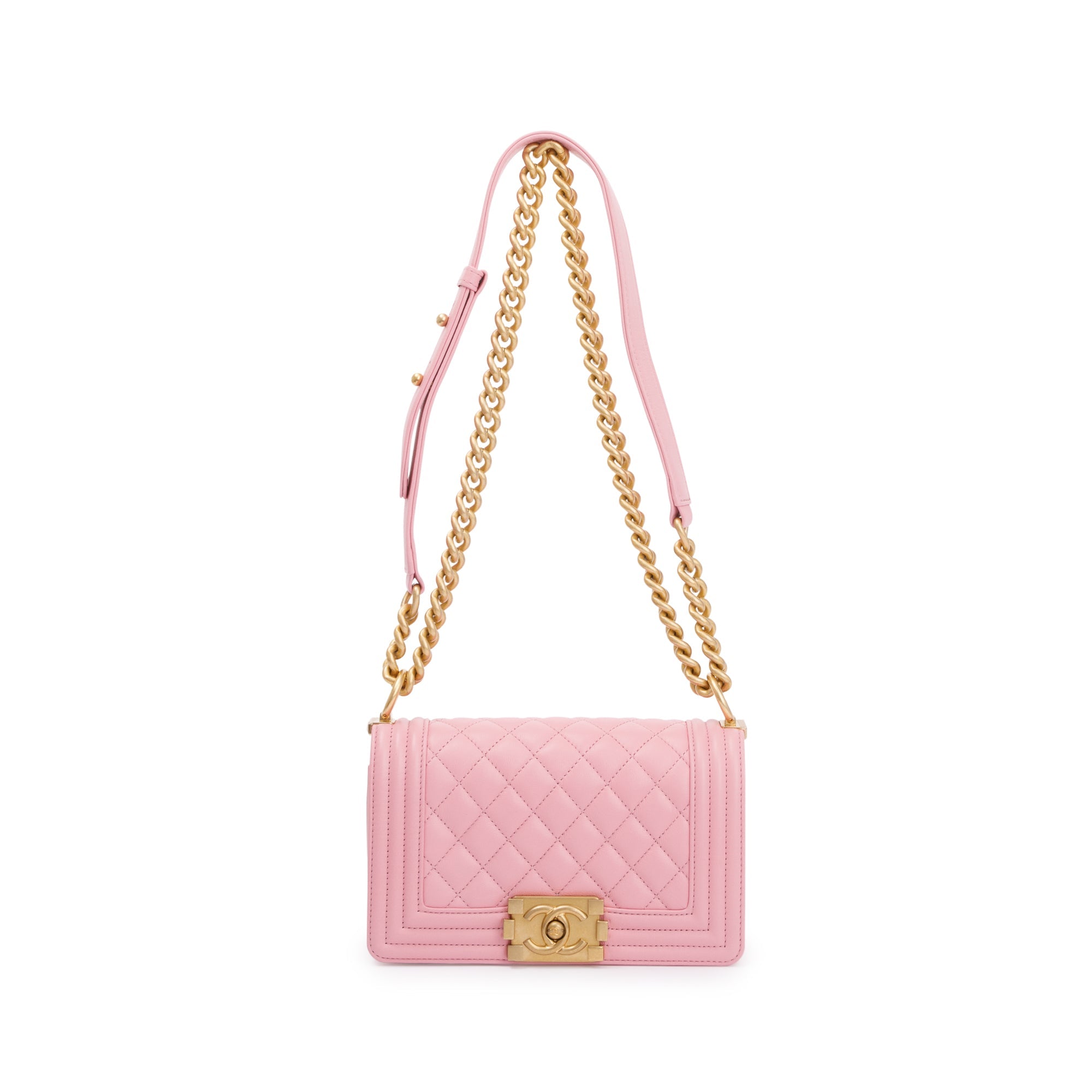 Chanel 2022 Pink Calfskin Leather Small Boy Bag w/ Box