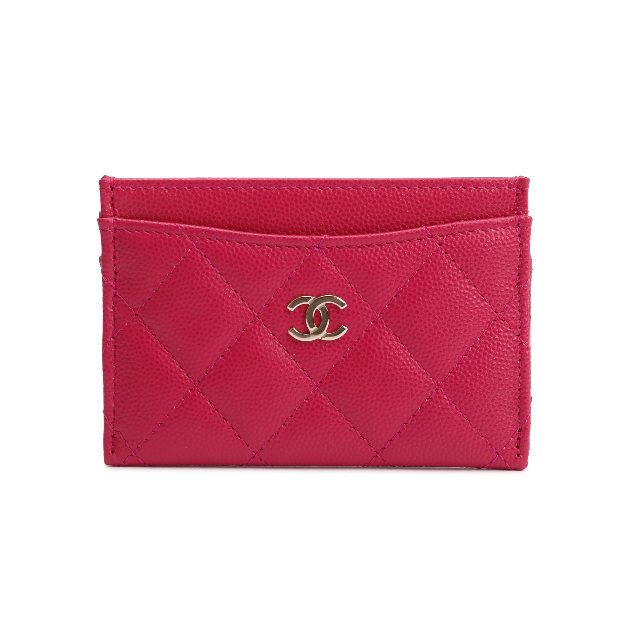 Chanel 2022 Pink Caviar Leather Classic Card Holder w/ Box