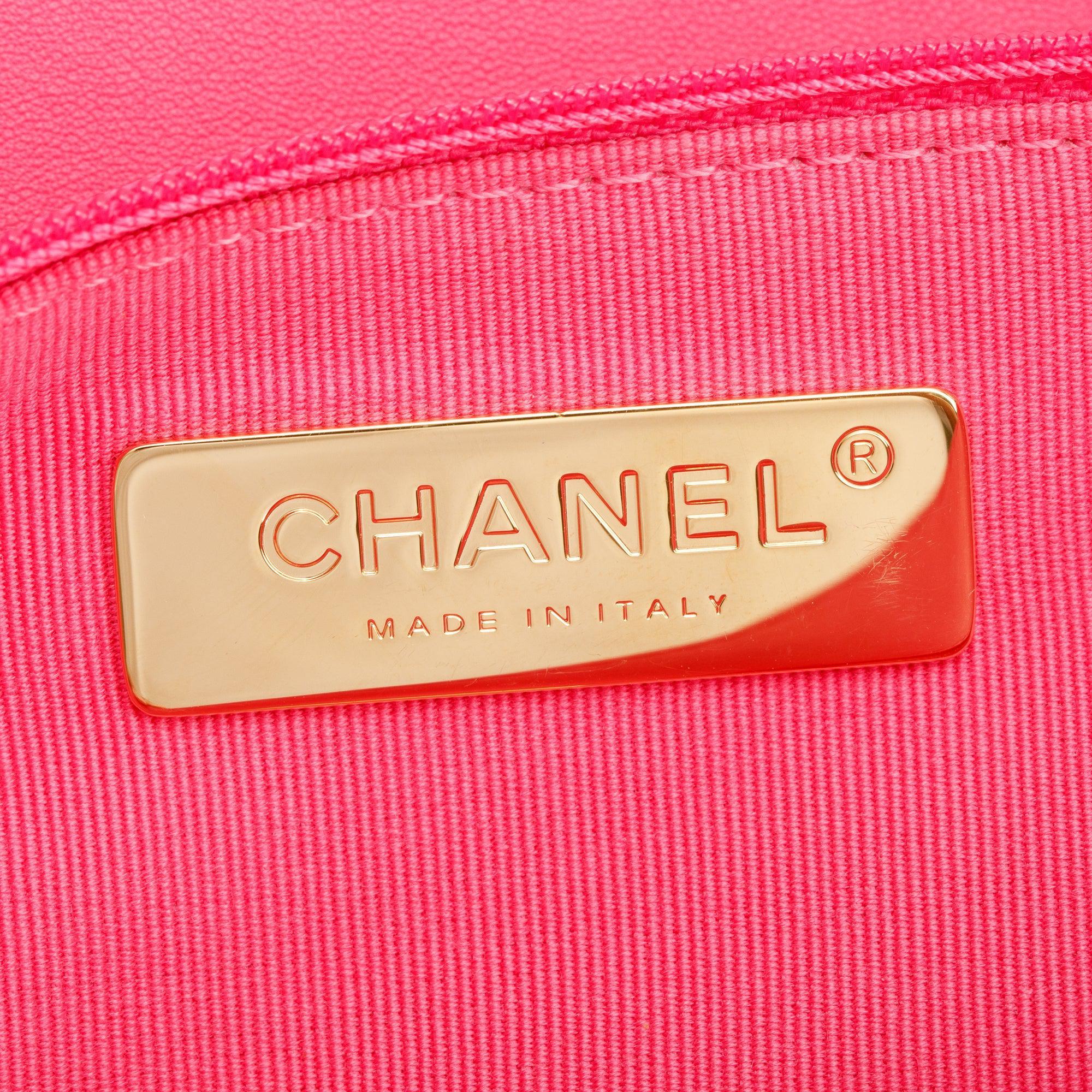 Chanel 2022 Pink Lambskin Leather Large 19 Flap Bag w/ Box & Receipt