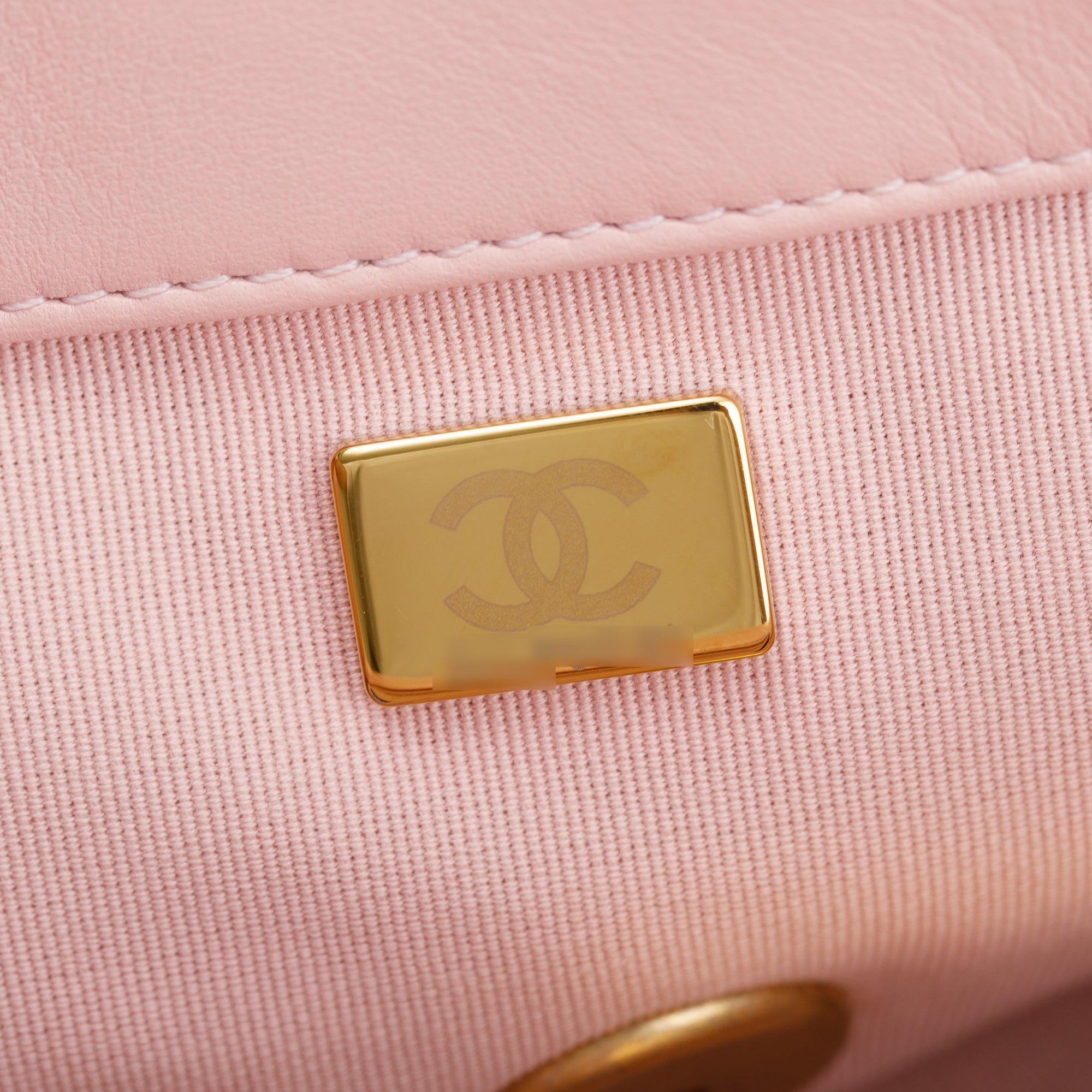 Chanel 2022 Pink Lambskin Leather Medium 19 Flap Bag w/ Box & Receipt