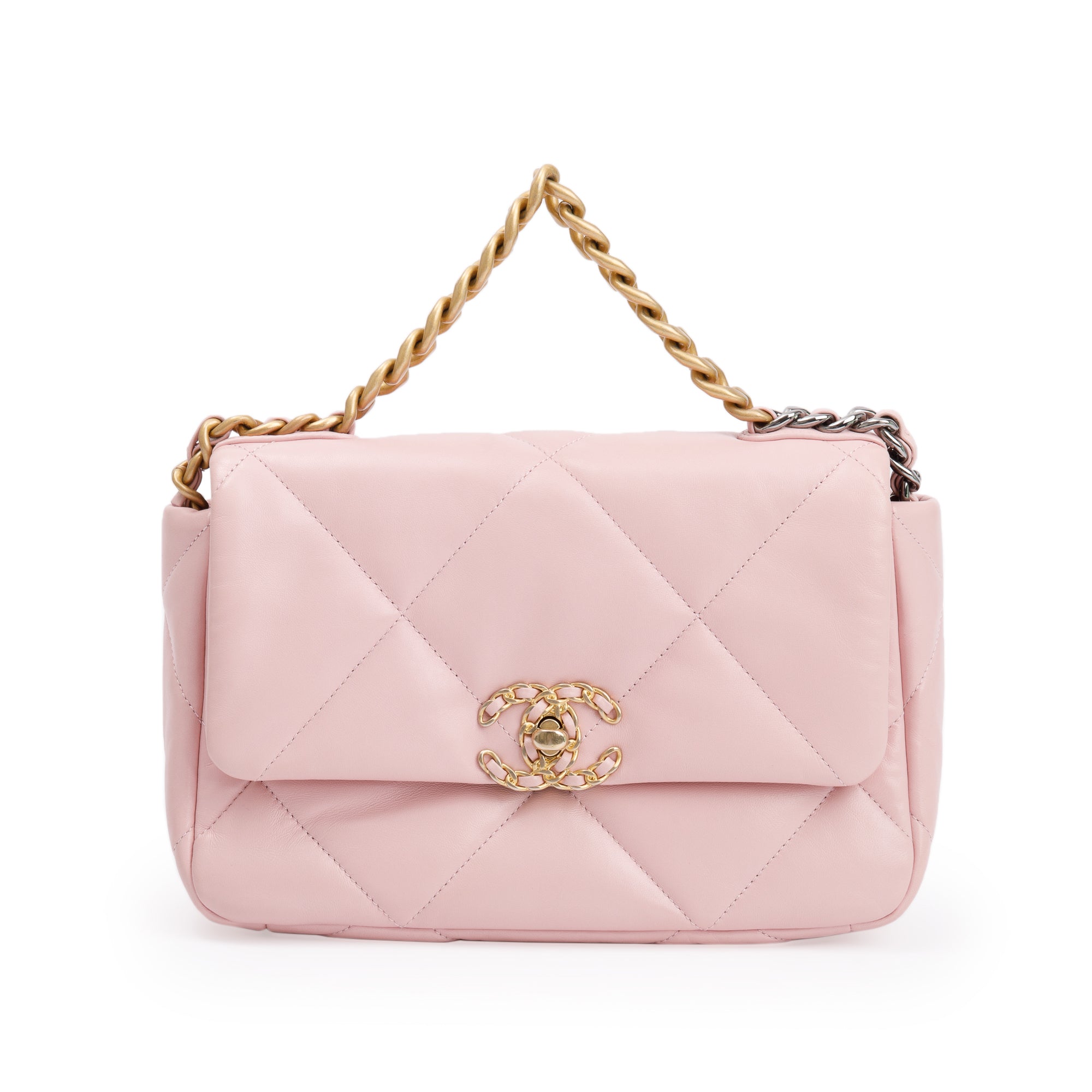 Chanel 2022 Pink Lambskin Leather Medium 19 Flap Bag w/ Box & Receipt