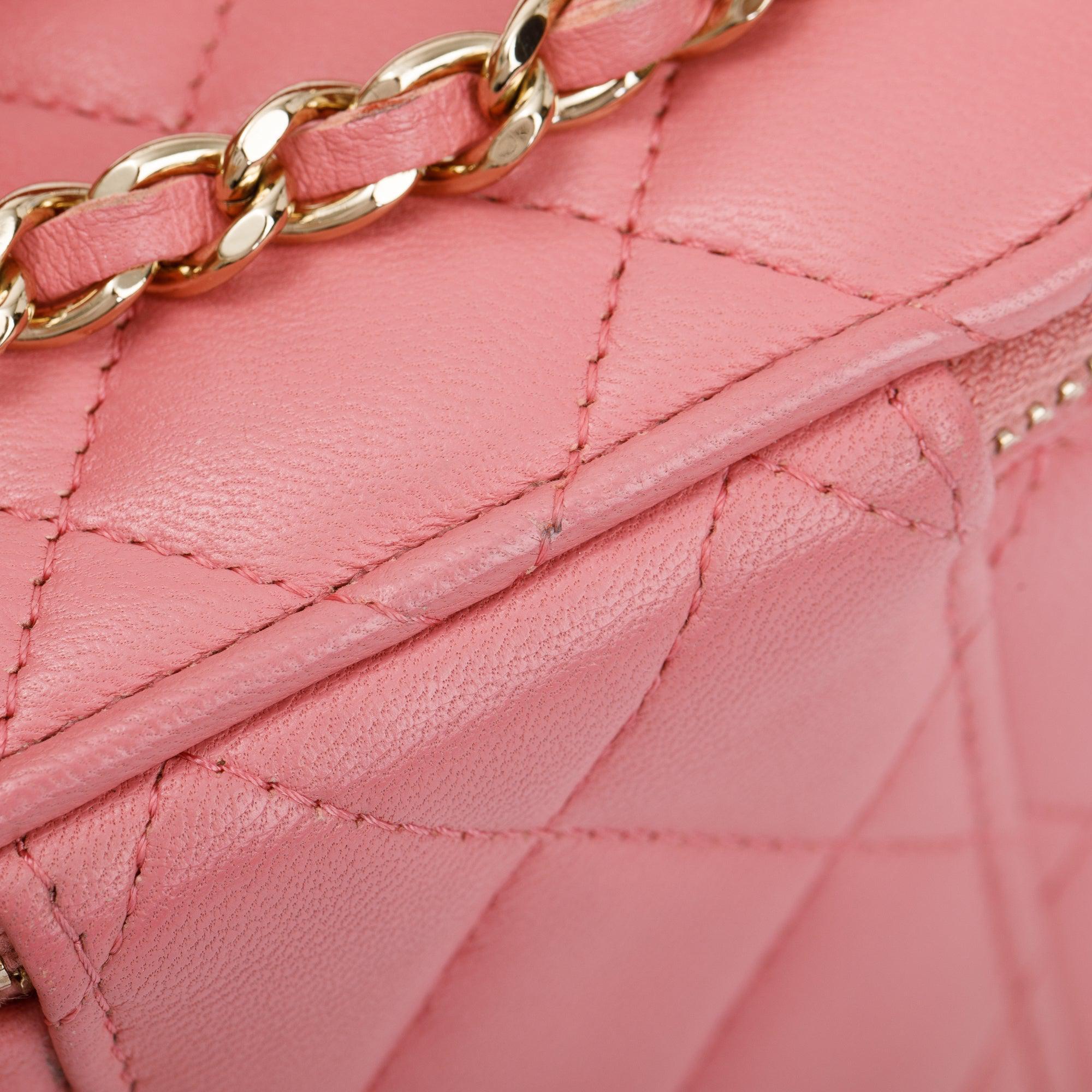 Chanel 2022 Pink Lambskin Leather Mini Vanity Case w/ Box