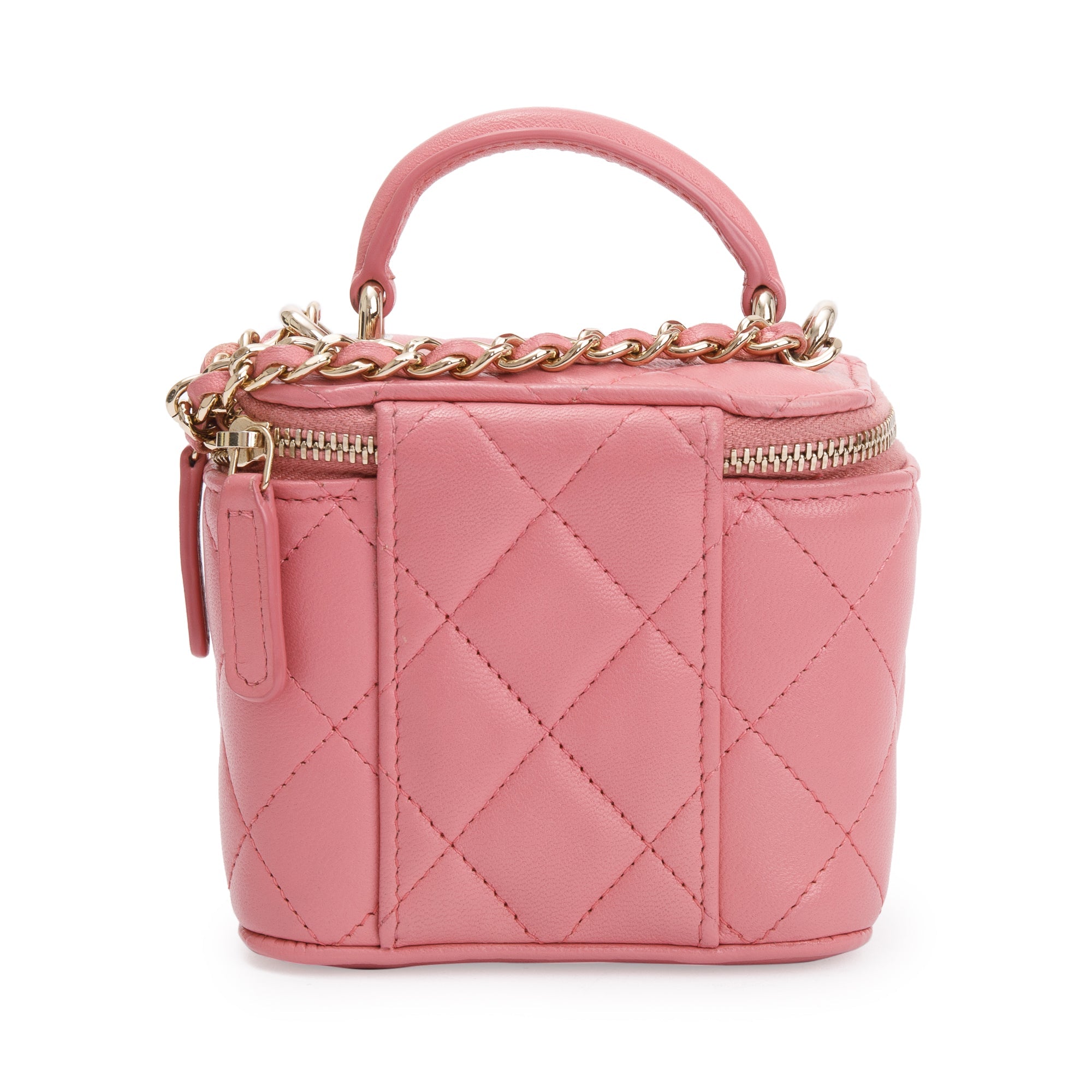 Chanel 2022 Pink Lambskin Leather Mini Vanity Case w/ Box