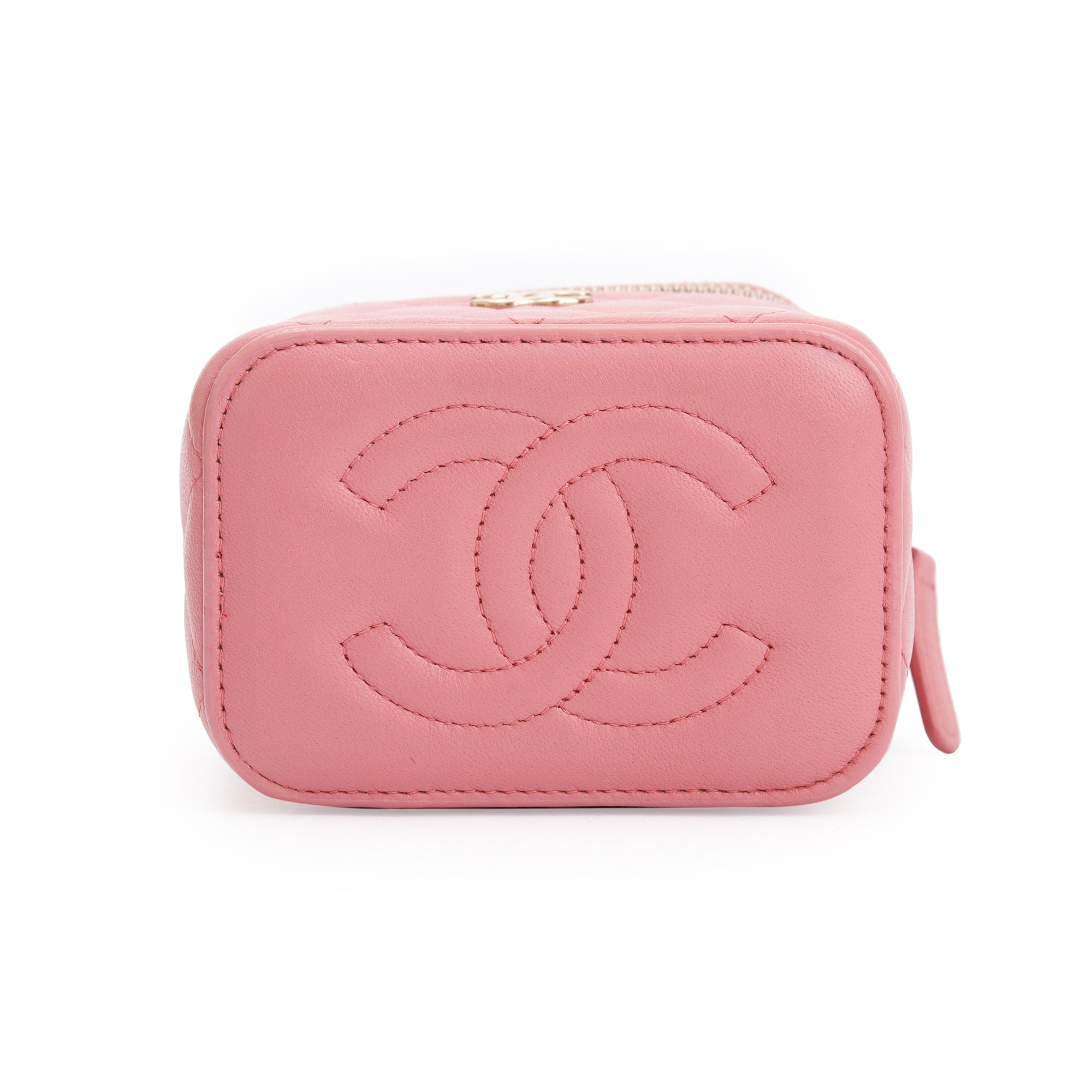 Chanel 2022 Pink Lambskin Leather Mini Vanity Case w/ Box