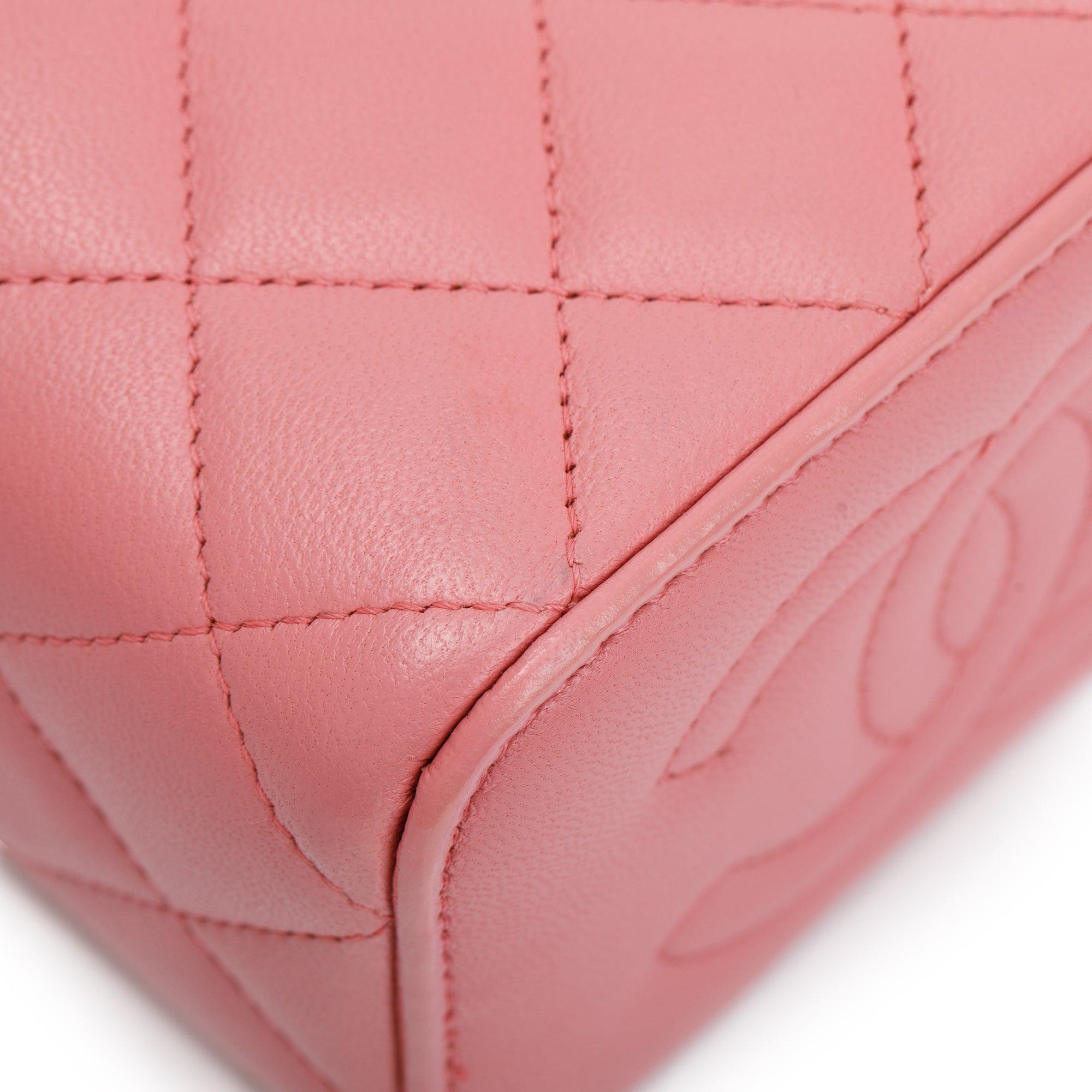 Chanel 2022 Pink Lambskin Leather Mini Vanity Case w/ Box