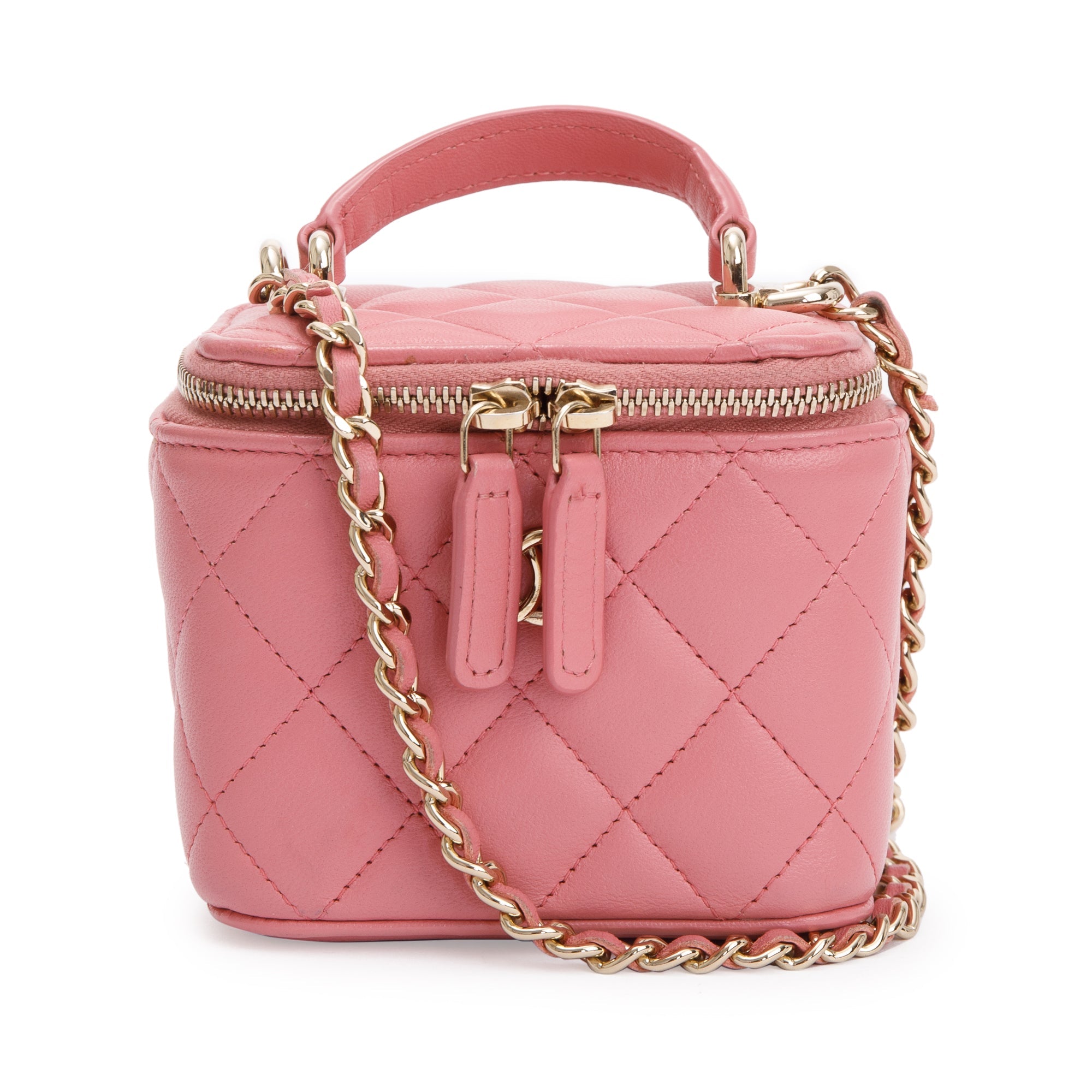 Chanel 2022 Pink Lambskin Leather Mini Vanity Case w/ Box – Oliver