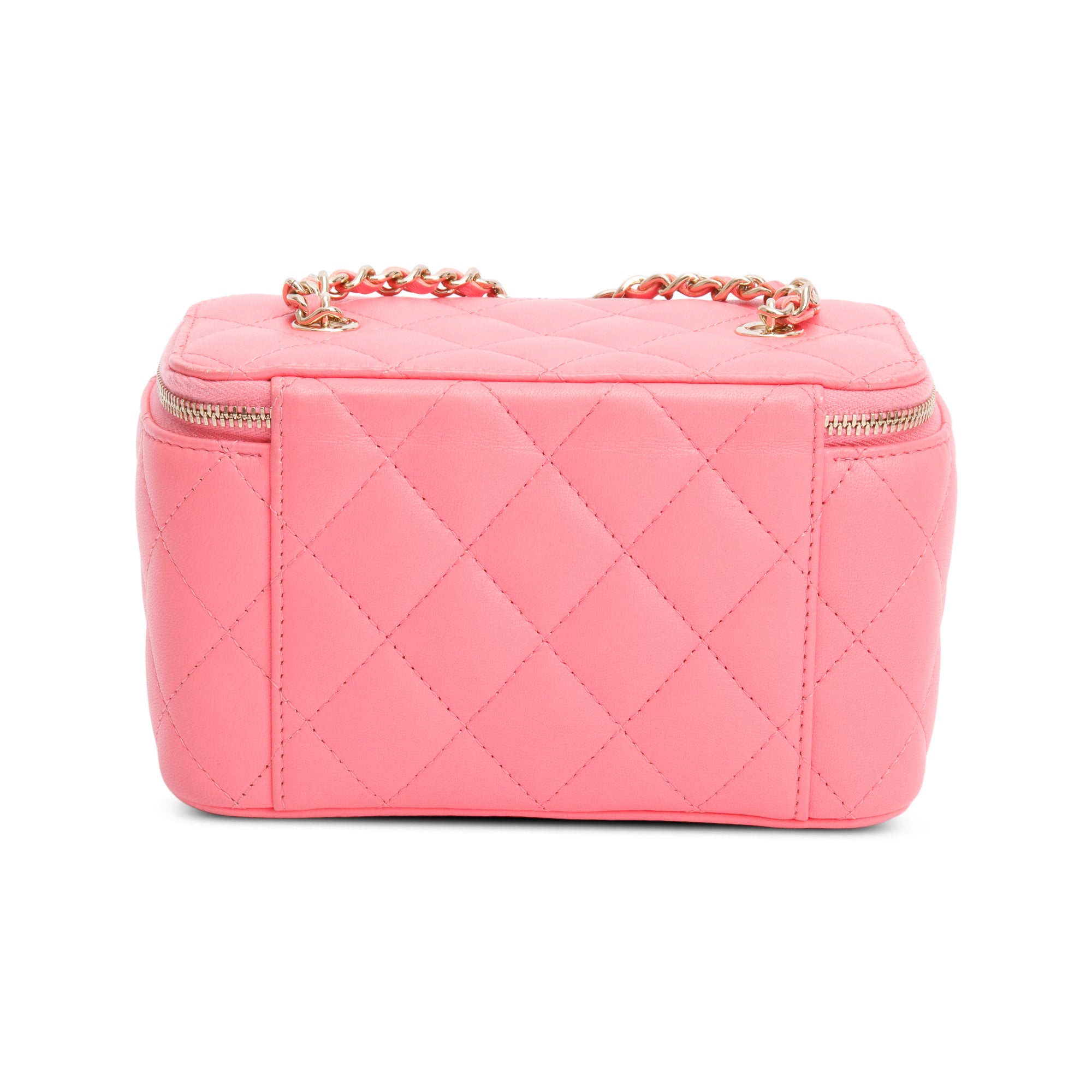 Chanel 2022 Pink Quilted Caviar Leather Small Vanity Case