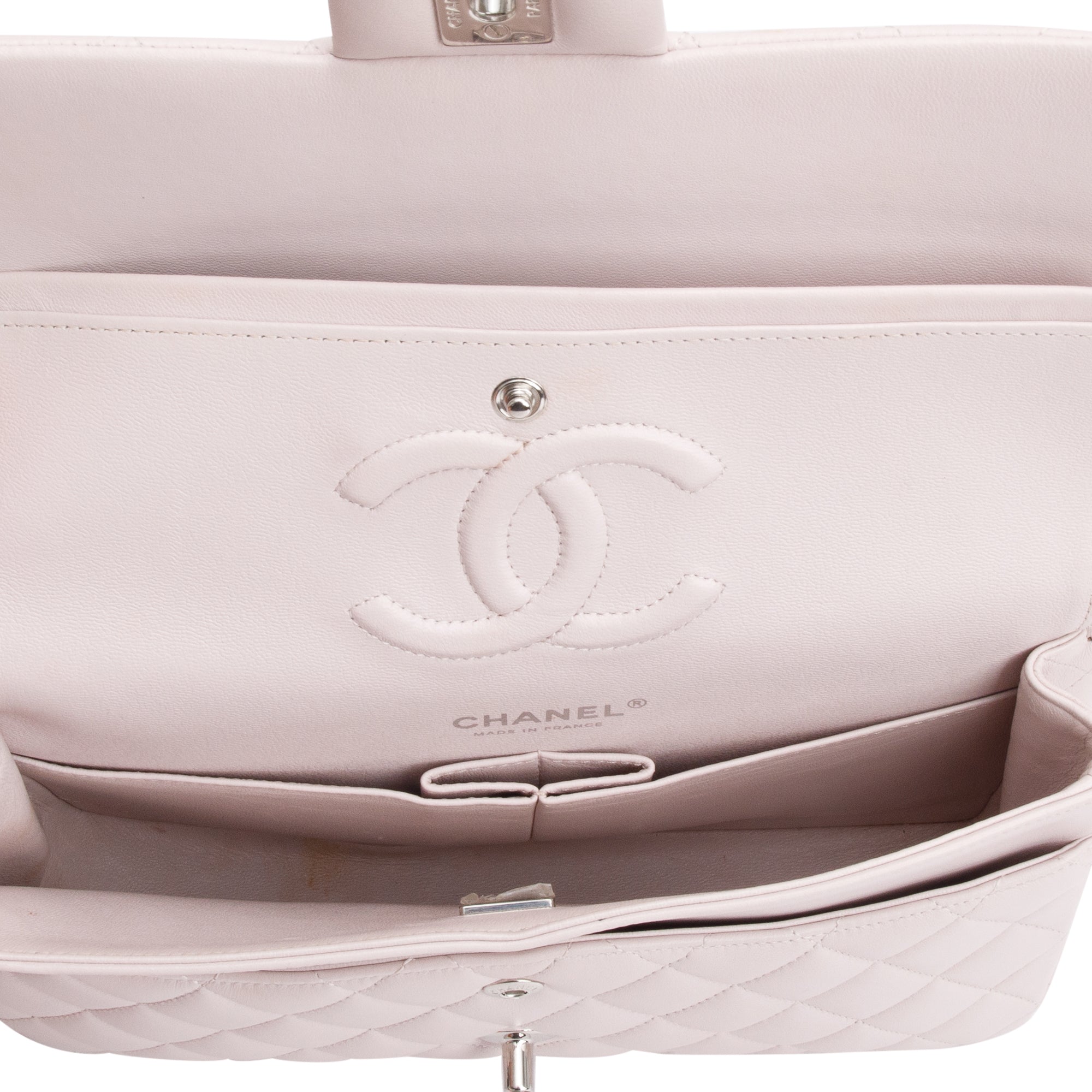 Chanel 2022 Pink Quilted Lambskin Leather Classic Medium Double Flap Bag