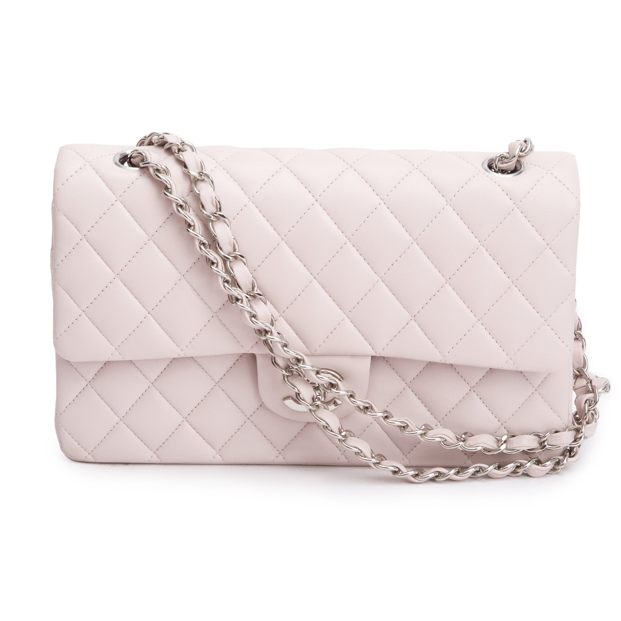 Chanel 2022 Pink Quilted Lambskin Leather Classic Medium Double Flap Bag