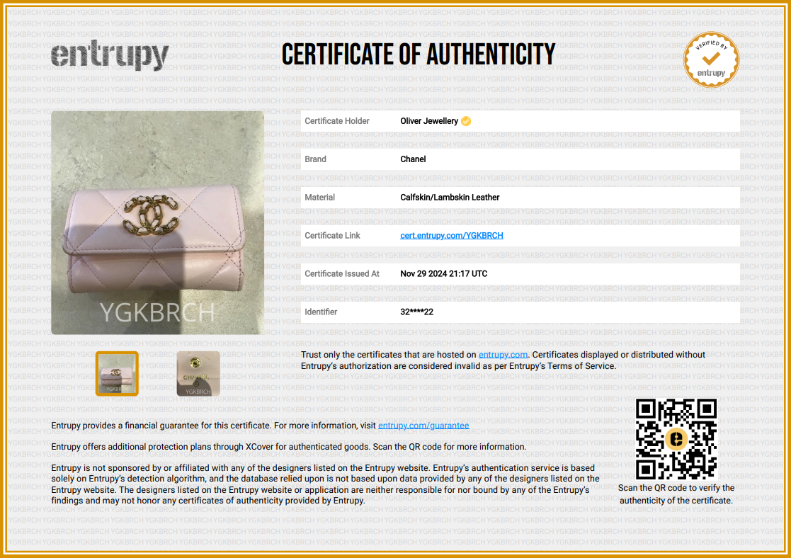 Chanel 2022 Pink Quilted Leather 19 Flap Card Holder w/ Authenticity Card