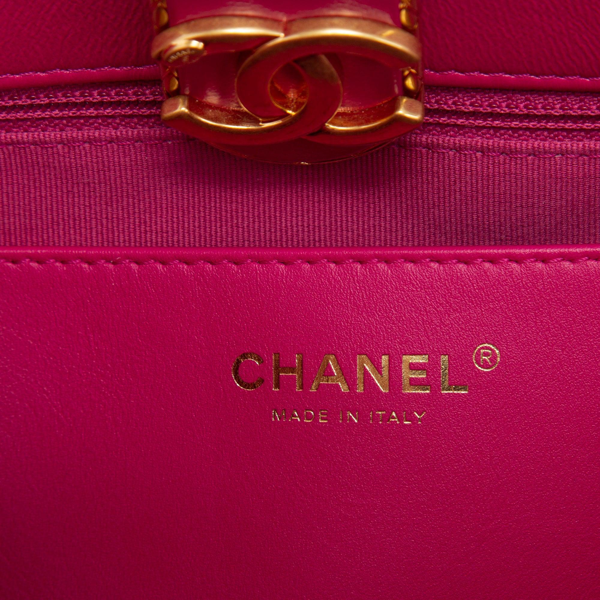 Chanel 2022 Small Pink Lambskin Leather Shopping Tote
