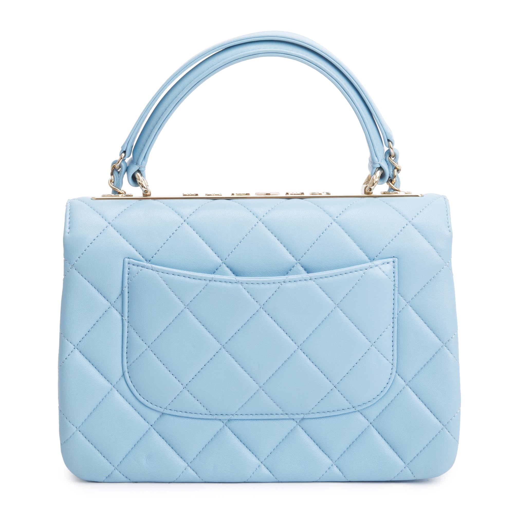 Chanel 2022 Tiffany Blue Lambskin Leather Small Trendy CC Top Handle Flap Bag