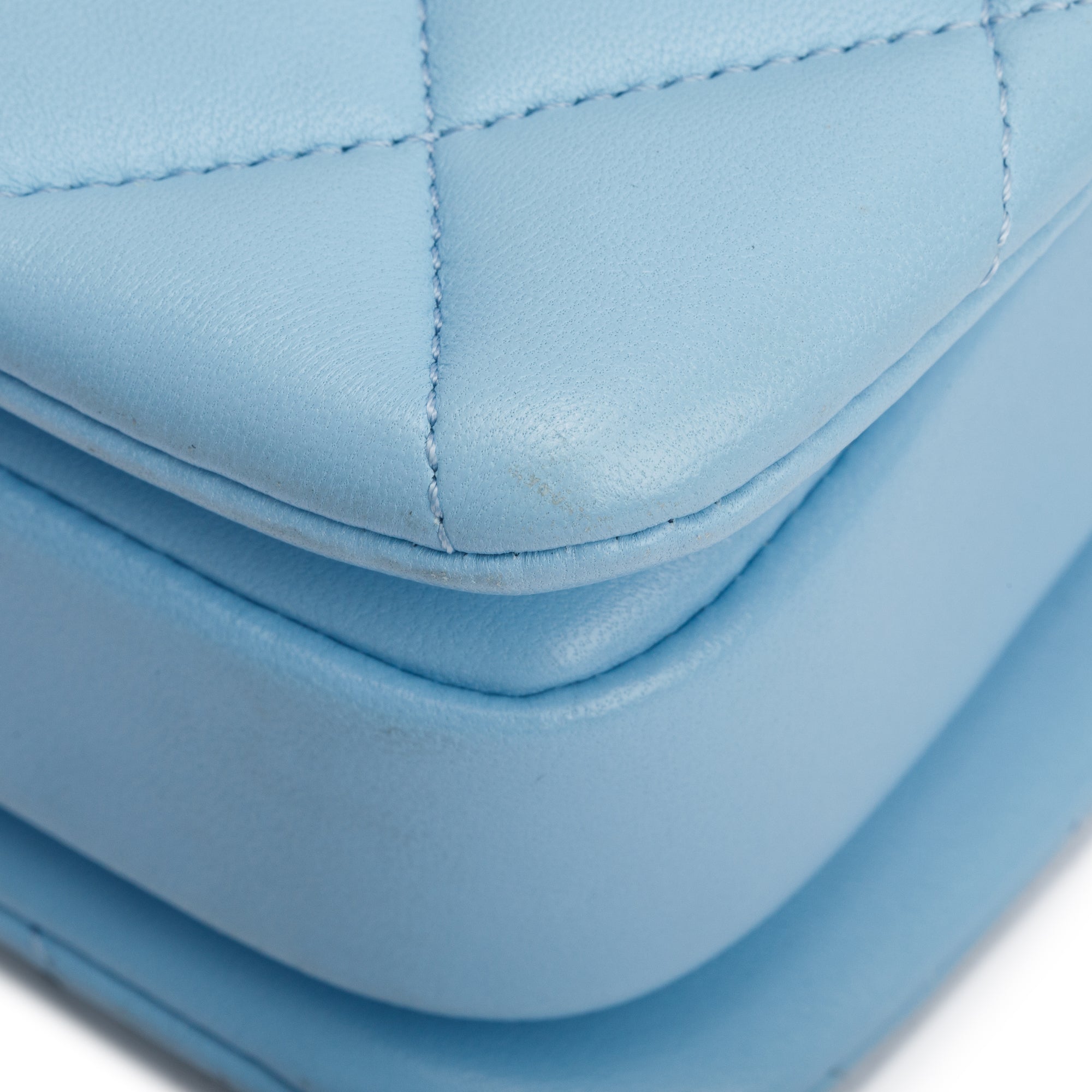 Chanel 2022 Tiffany Blue Lambskin Leather Small Trendy CC Top Handle Flap Bag