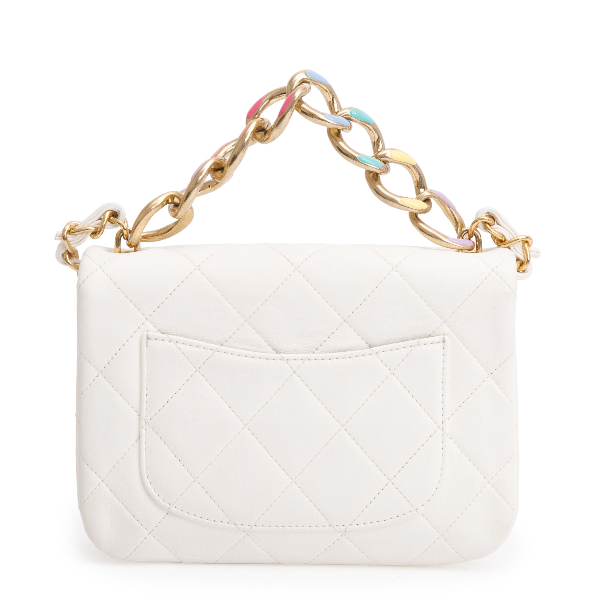 Chanel 2022 White Calfskin Leather Enamel Color Match Small Flap Bag