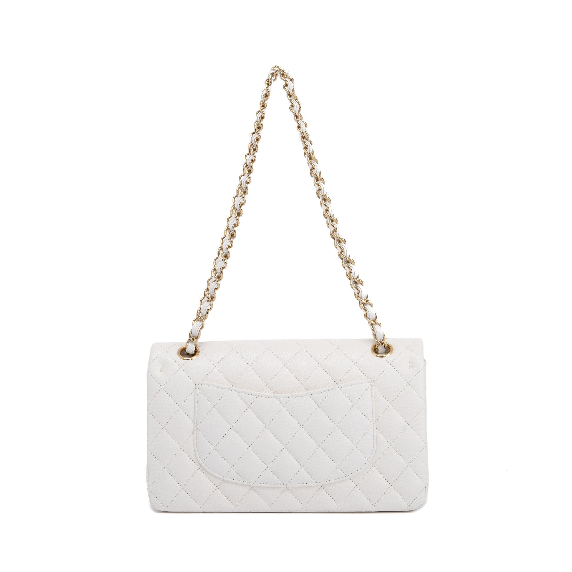 Chanel 2022 White Caviar Classic Medium Double Flap Bag