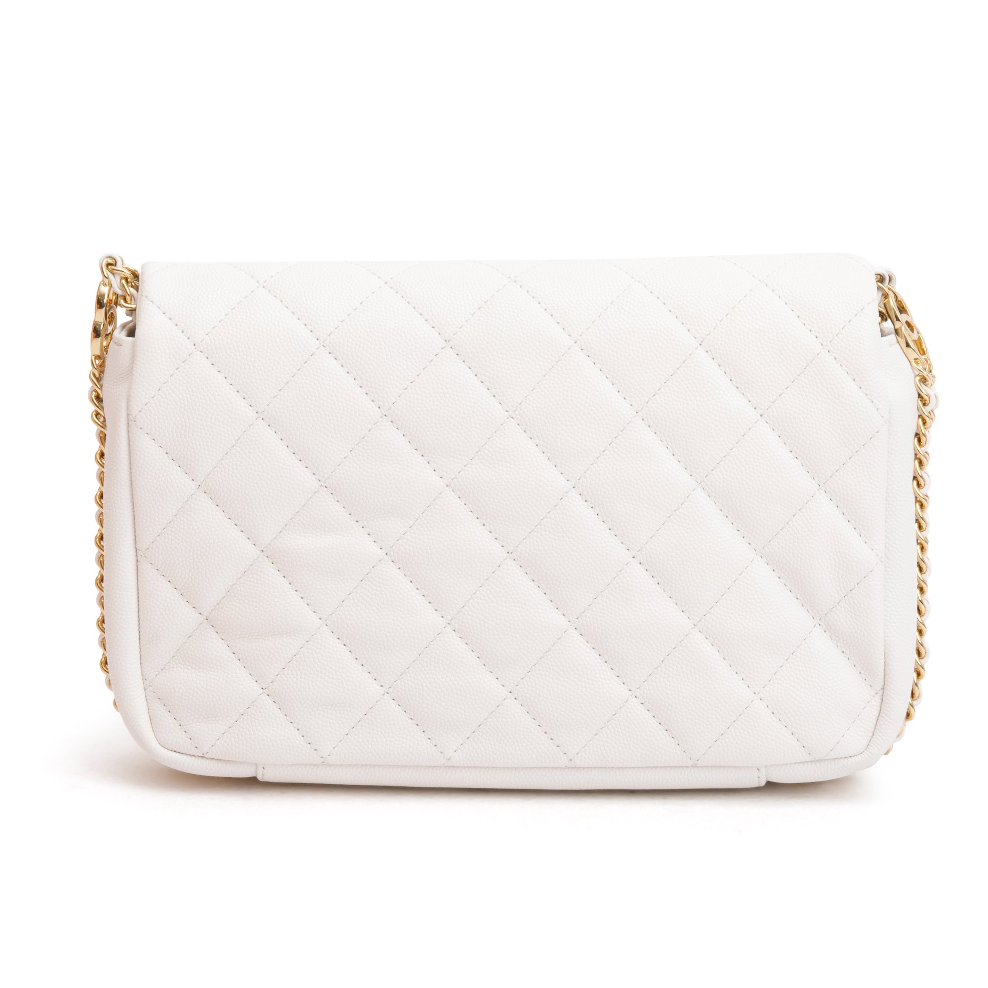 Chanel 2022 White Caviar Quilted Leather Small CC You Flap Bag w/ Box & Receipt