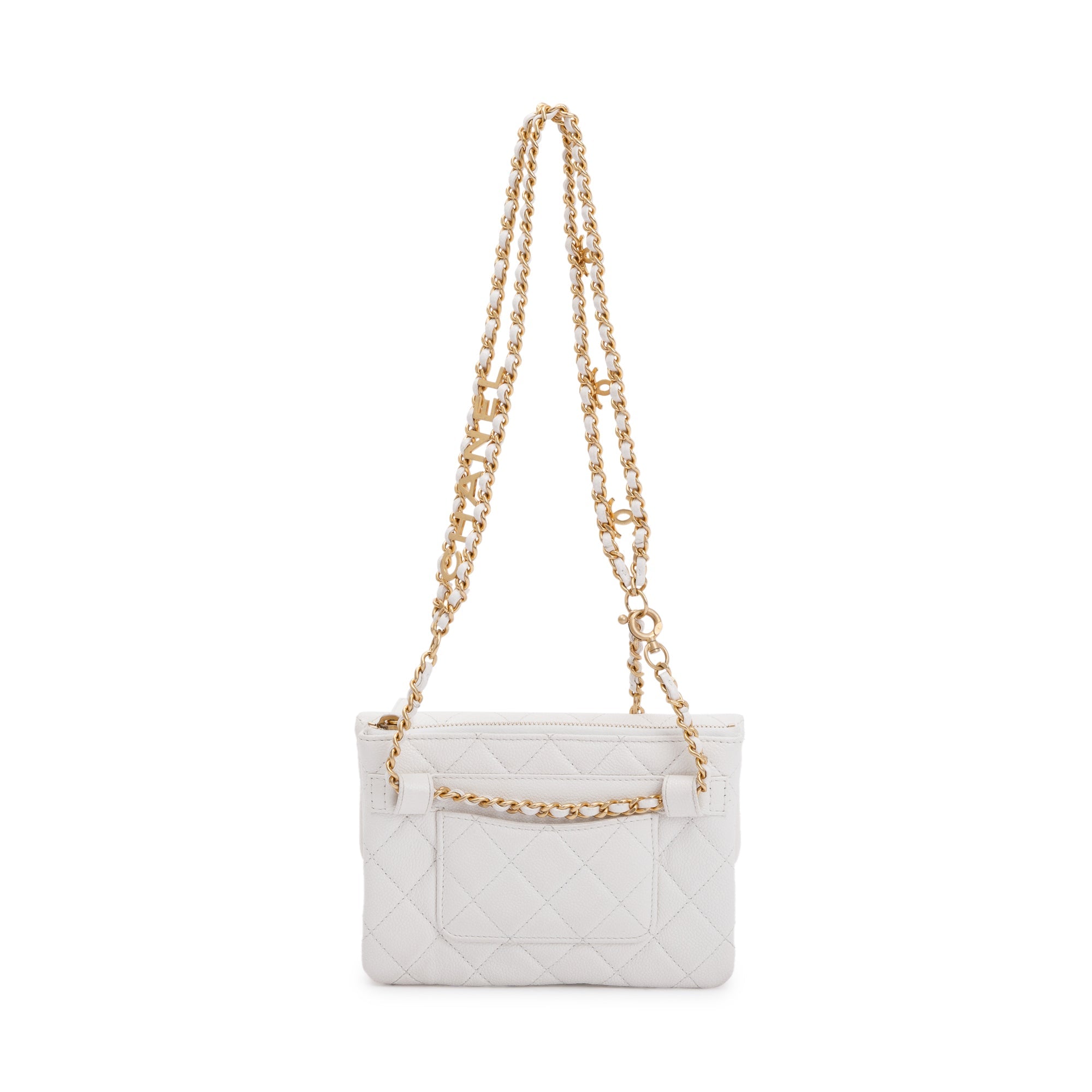 Chanel 2022 White Quilted Caviar Leather Pick Me Up Belt Bag w/ Box