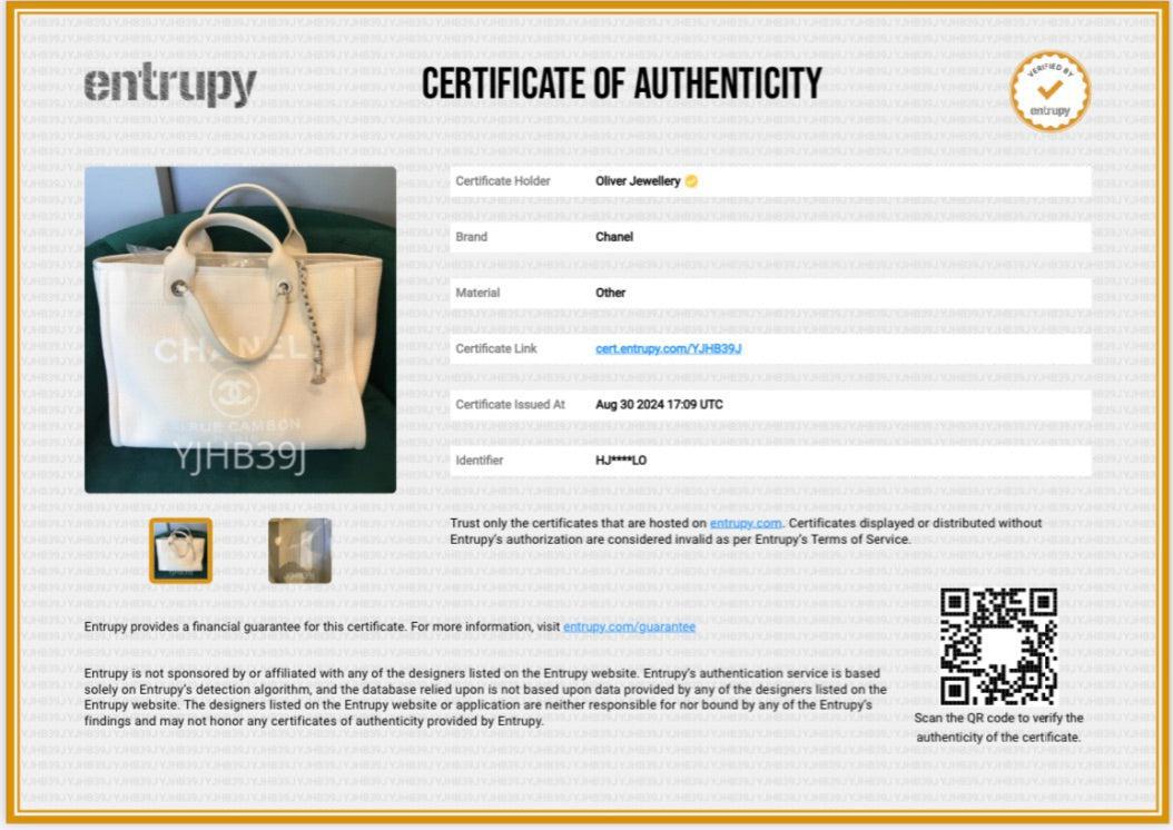 Chanel 2023 Beige Canvas Small Deauville Tote w/ Pouch, Receipt & Box