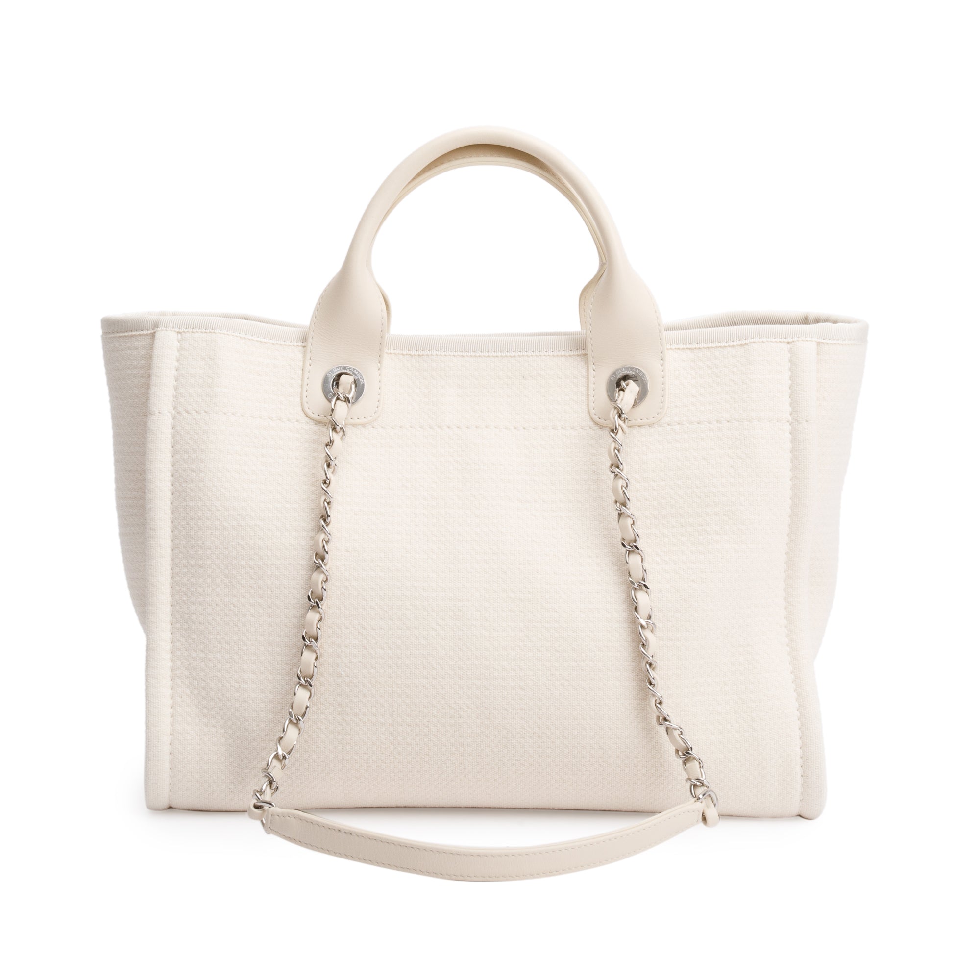 Chanel 2023 Beige Canvas Small Deauville Tote w/ Pouch, Receipt & Box