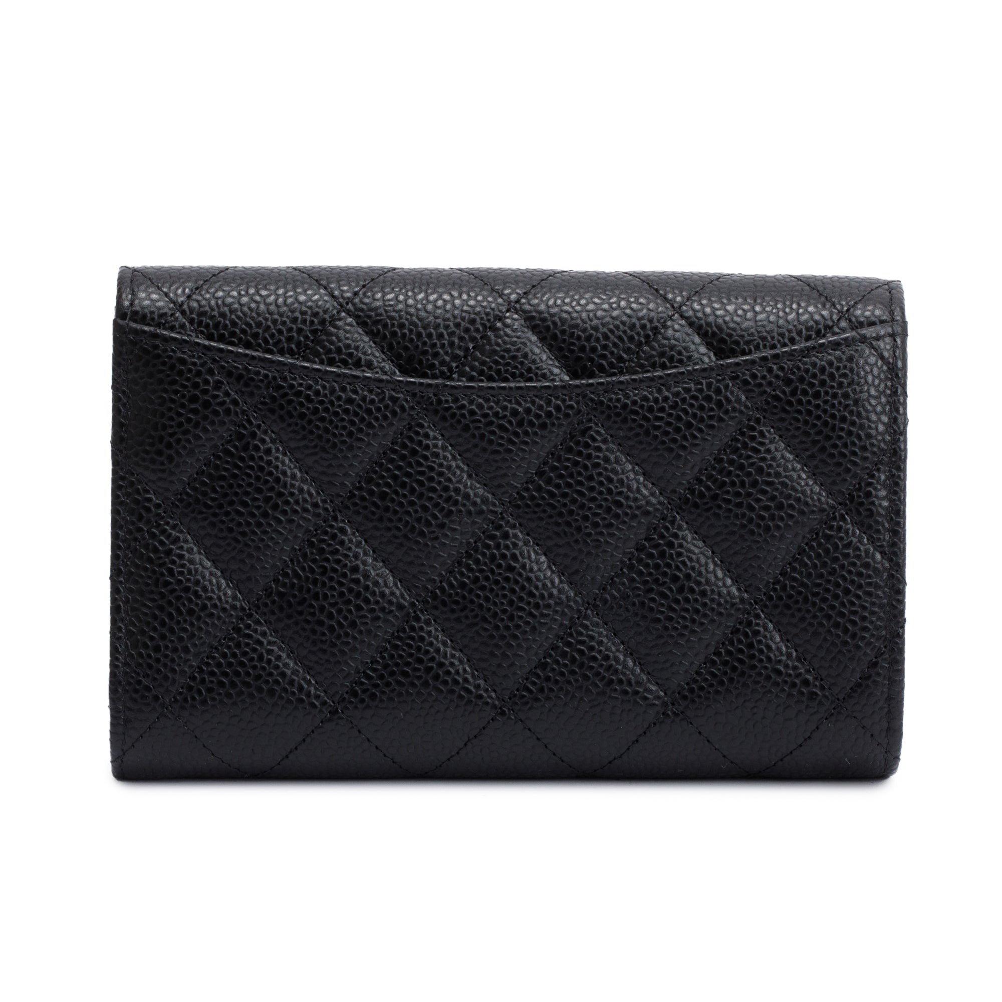 Chanel 2023 Black Caviar Leather Medium Classic Flap Wallet w/ Box