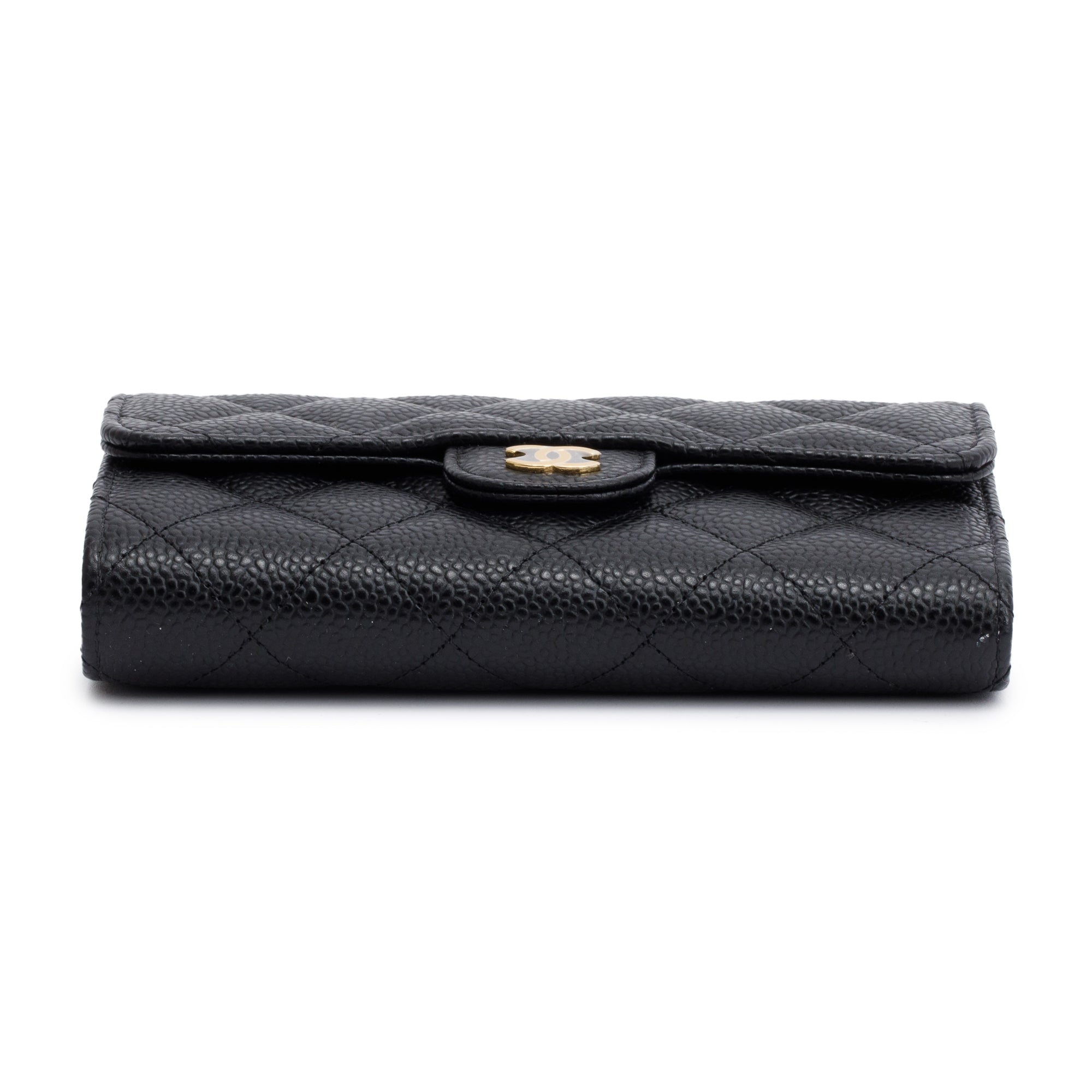 Chanel 2023 Black Caviar Leather Medium Classic Flap Wallet w/ Box