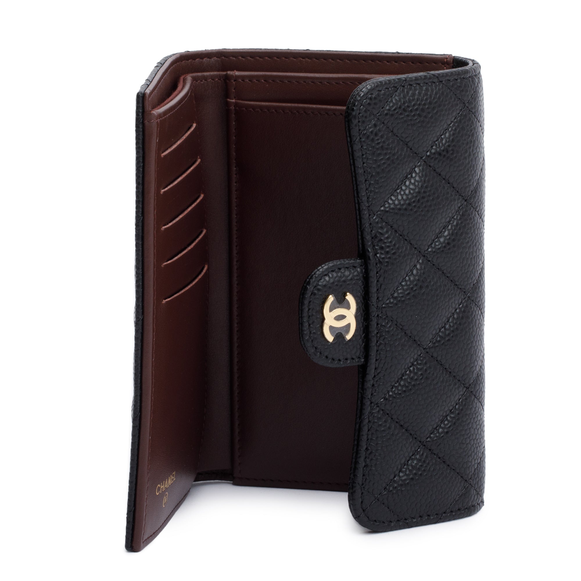 Chanel 2023 Black Caviar Leather Medium Classic Flap Wallet w/ Box