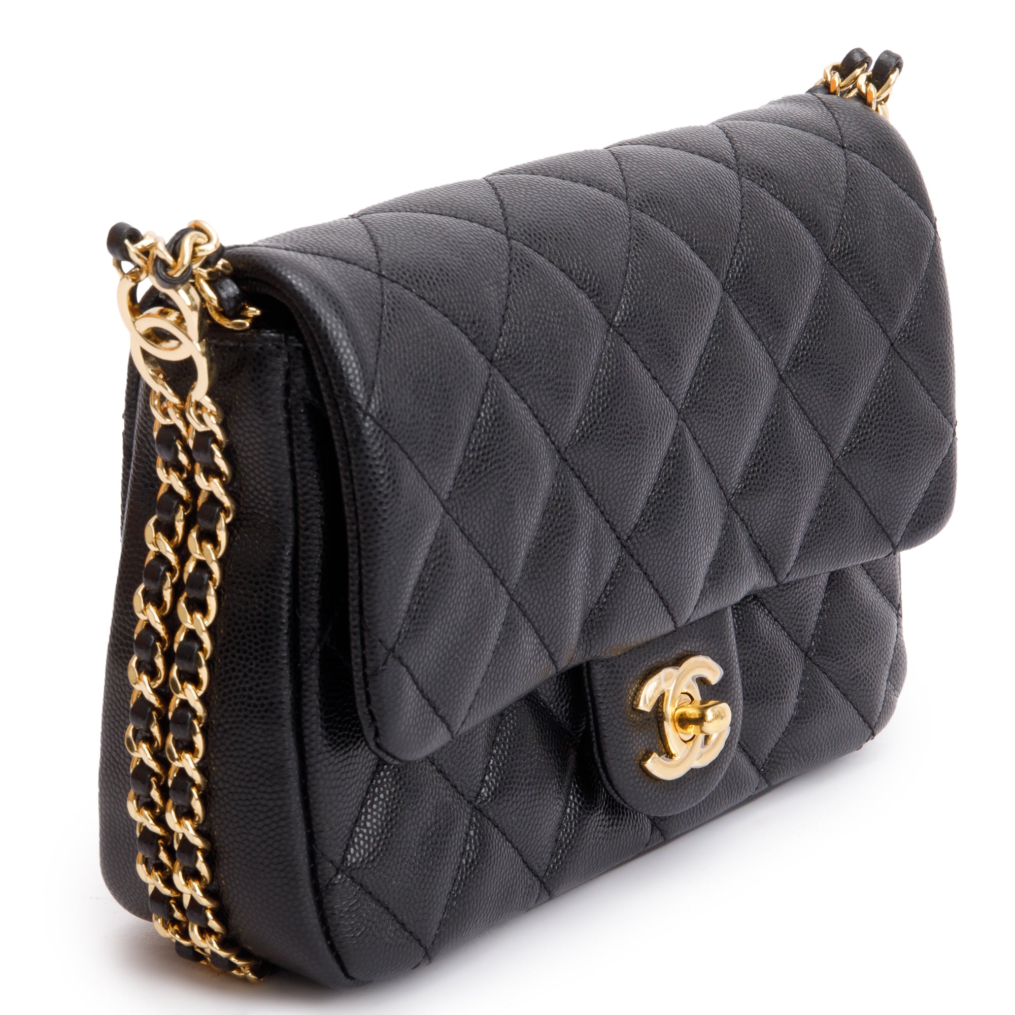 Chanel 2023 Black Caviar Quilted Leather Mini CC You Flap Bag