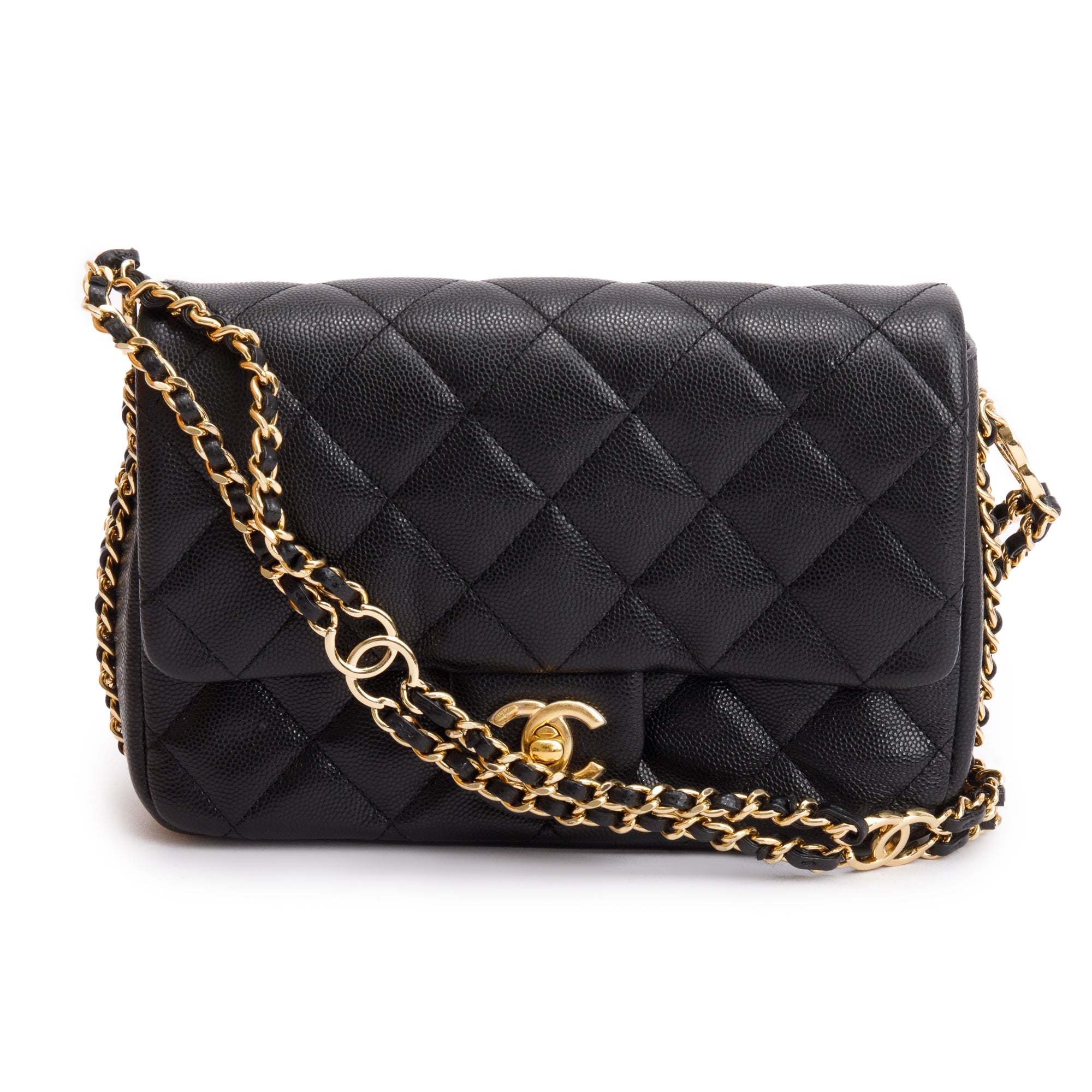 Chanel 2023 Black Caviar Quilted Leather Mini CC You Flap Bag