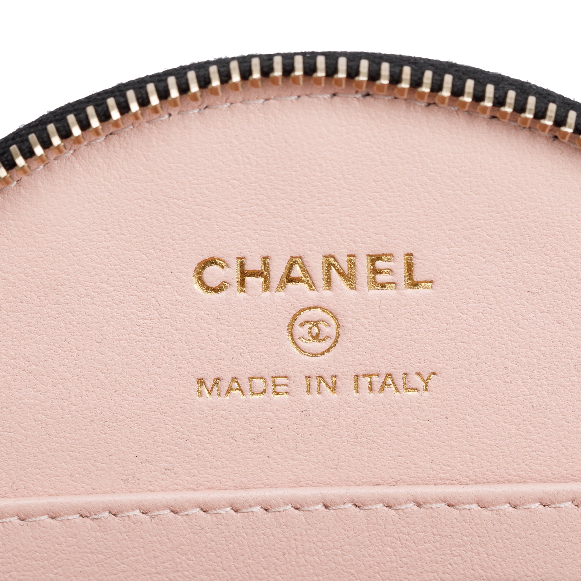 Chanel 2023 Black Lambskin Leather Handle with Care Round Vanity Case